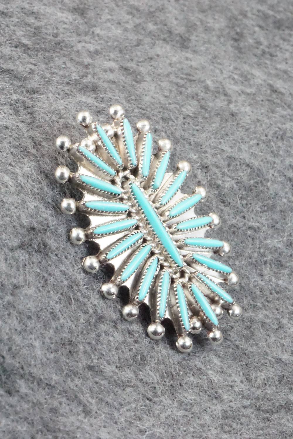 Turquoise & Sterling Silver Pendant/ Pin - Lorraine Waatsa