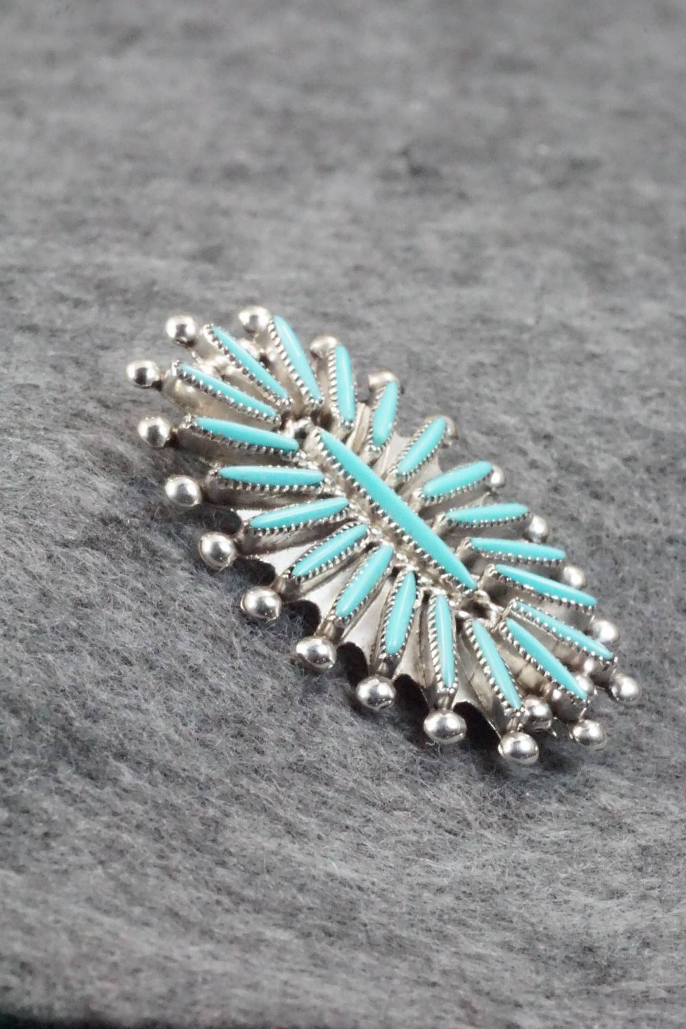 Turquoise & Sterling Silver Pendant/ Pin - Lorraine Waatsa