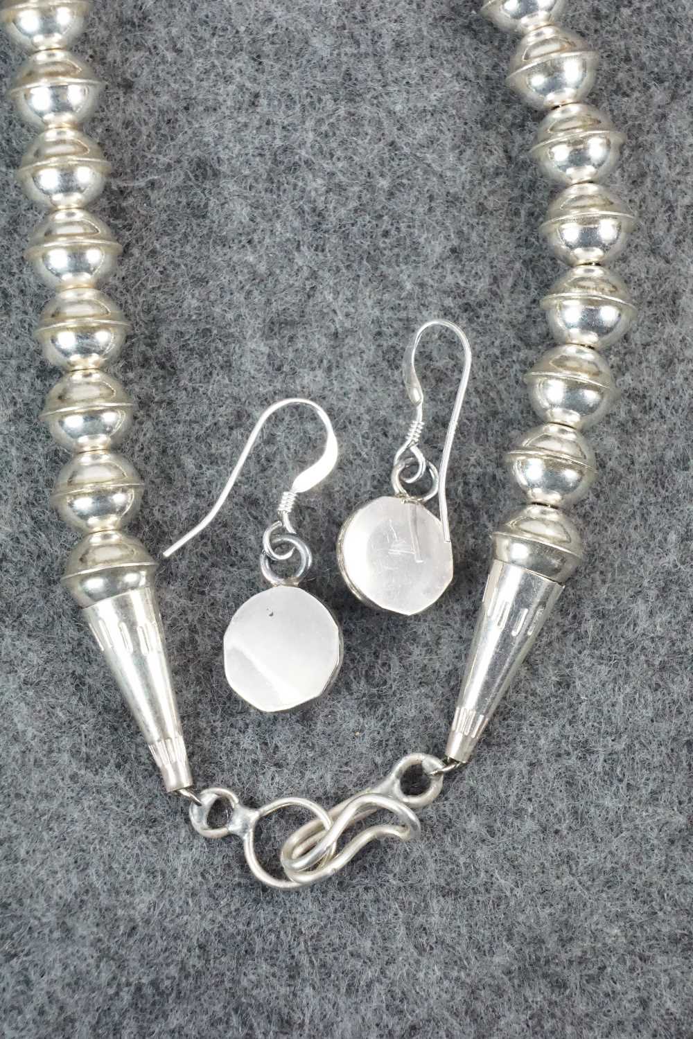 Turquoise & Sterling Silver Squash Blossom and Earrings - Phil Garcia