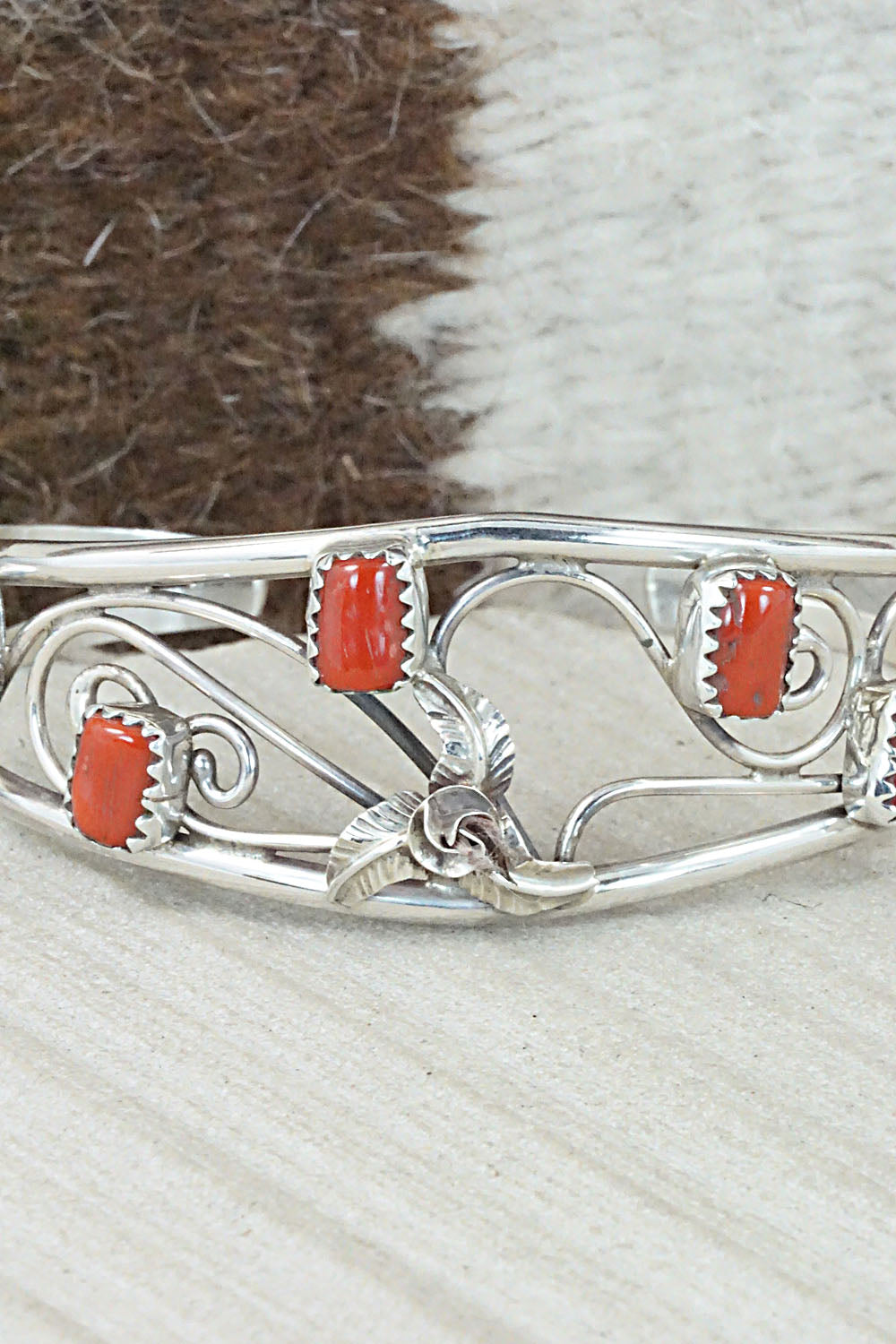 Coral & Sterling Silver Bracelet - Max Calladitto