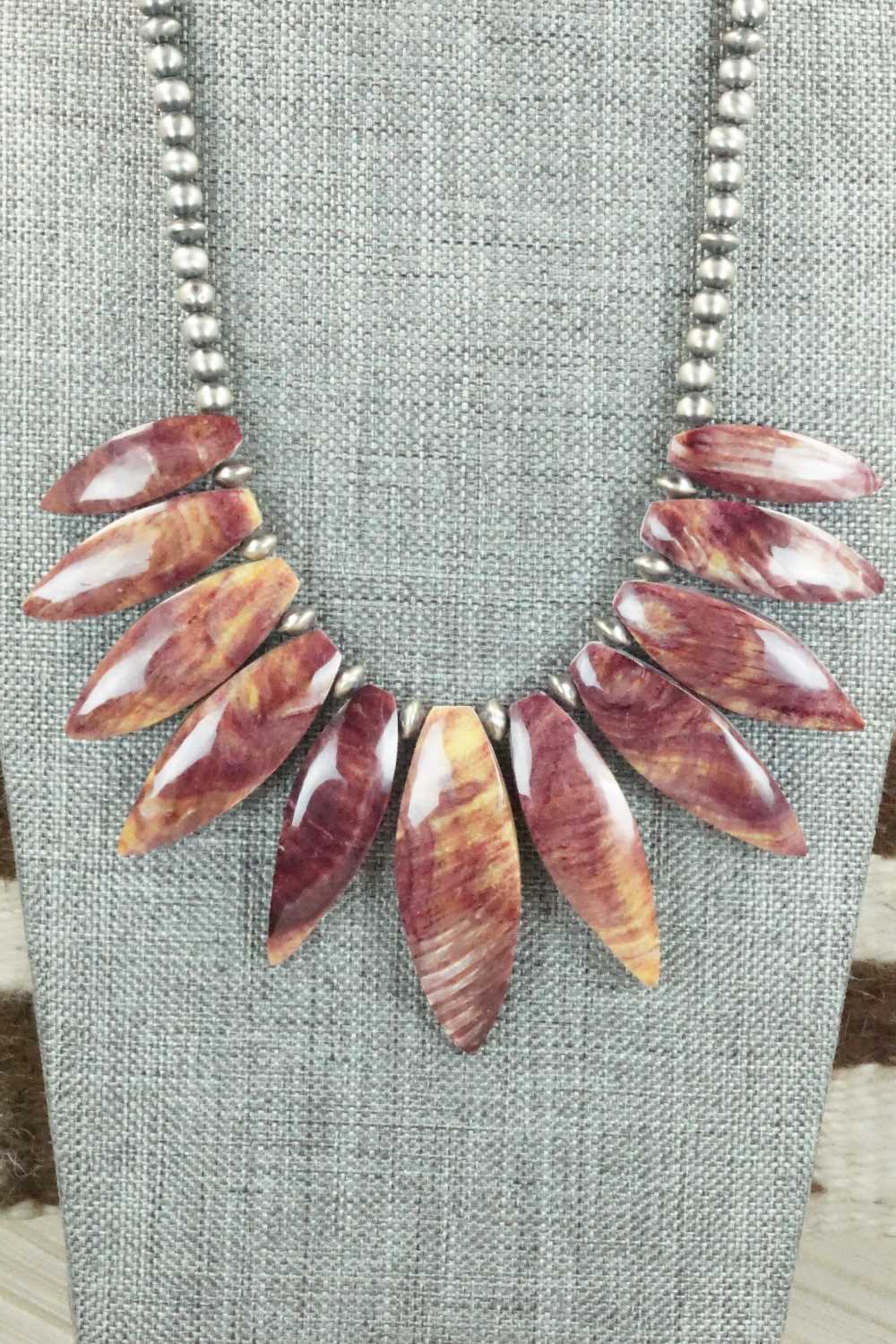 Spiny Oyster & Sterling Silver Pearl Necklace - Louise Joe