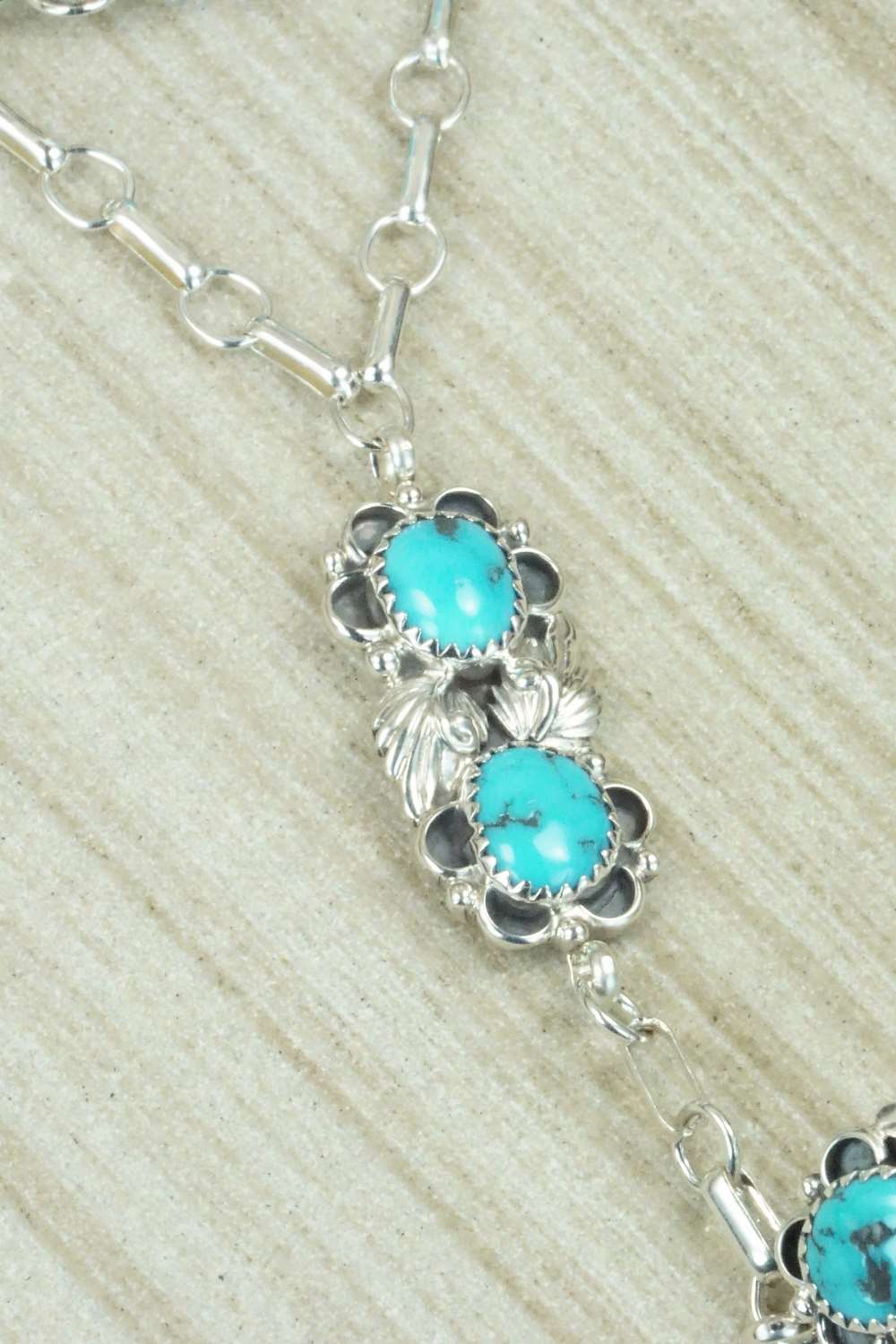 Turquoise & Sterling Silver Princess Bracelet & Ring - Size 8