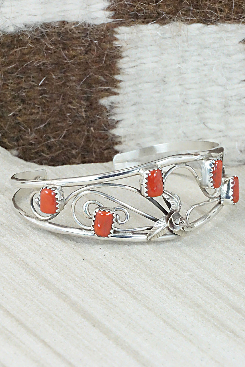 Coral & Sterling Silver Bracelet - Max Calladitto
