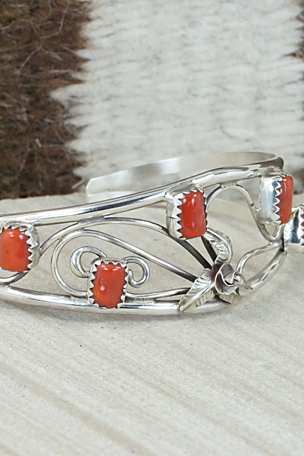 Coral & Sterling Silver Bracelet - Max Calladitto