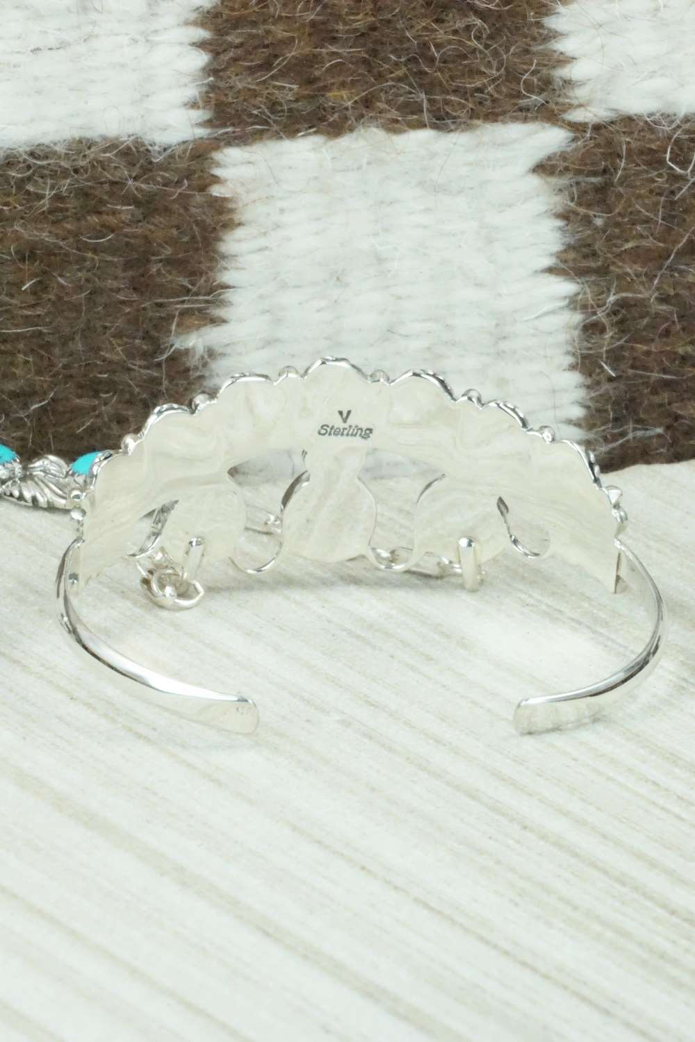 Turquoise & Sterling Silver Princess Bracelet & Ring - Size 8