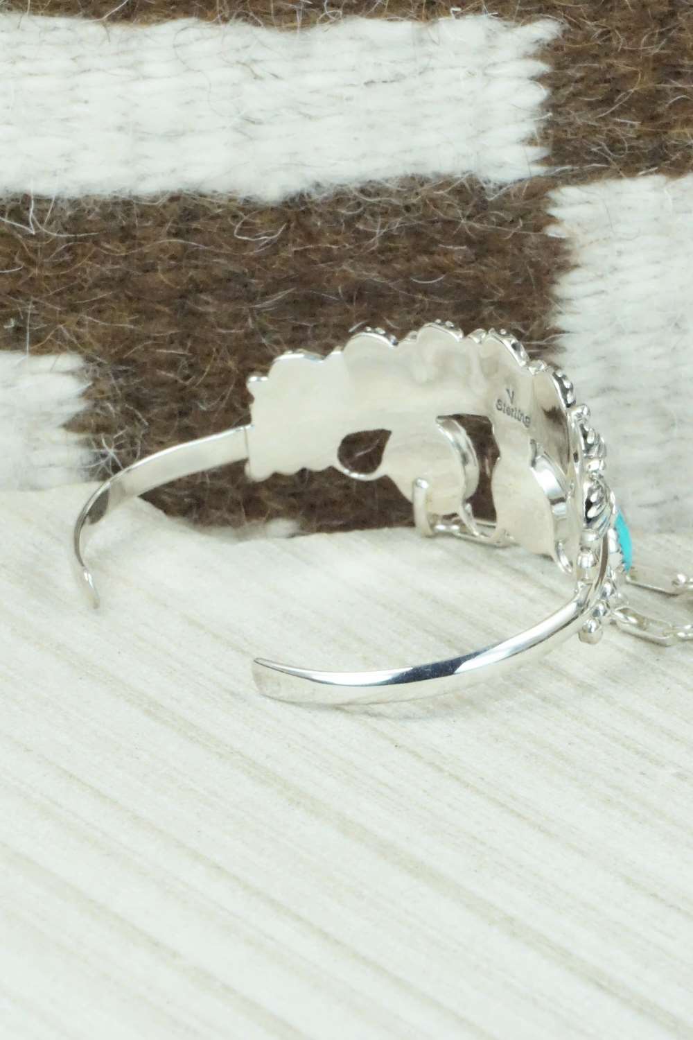 Turquoise & Sterling Silver Princess Bracelet & Ring - Size 8
