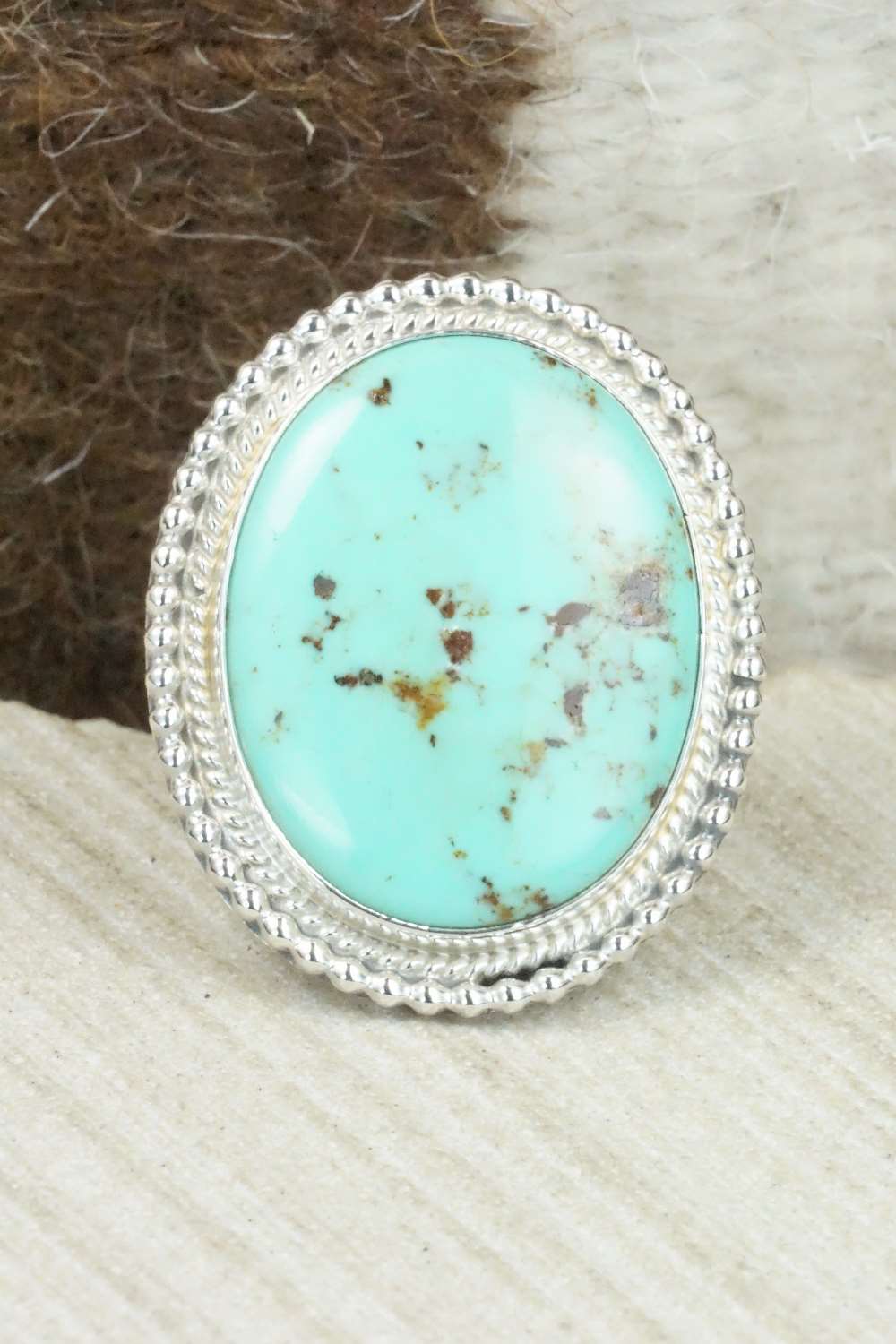 Turquoise & Sterling Silver Ring - Mark Barney - Size 6.5