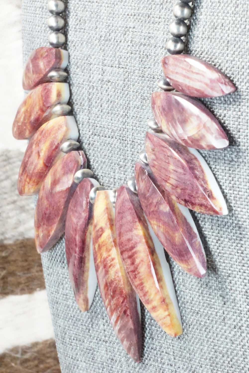 Spiny Oyster & Sterling Silver Pearl Necklace - Louise Joe