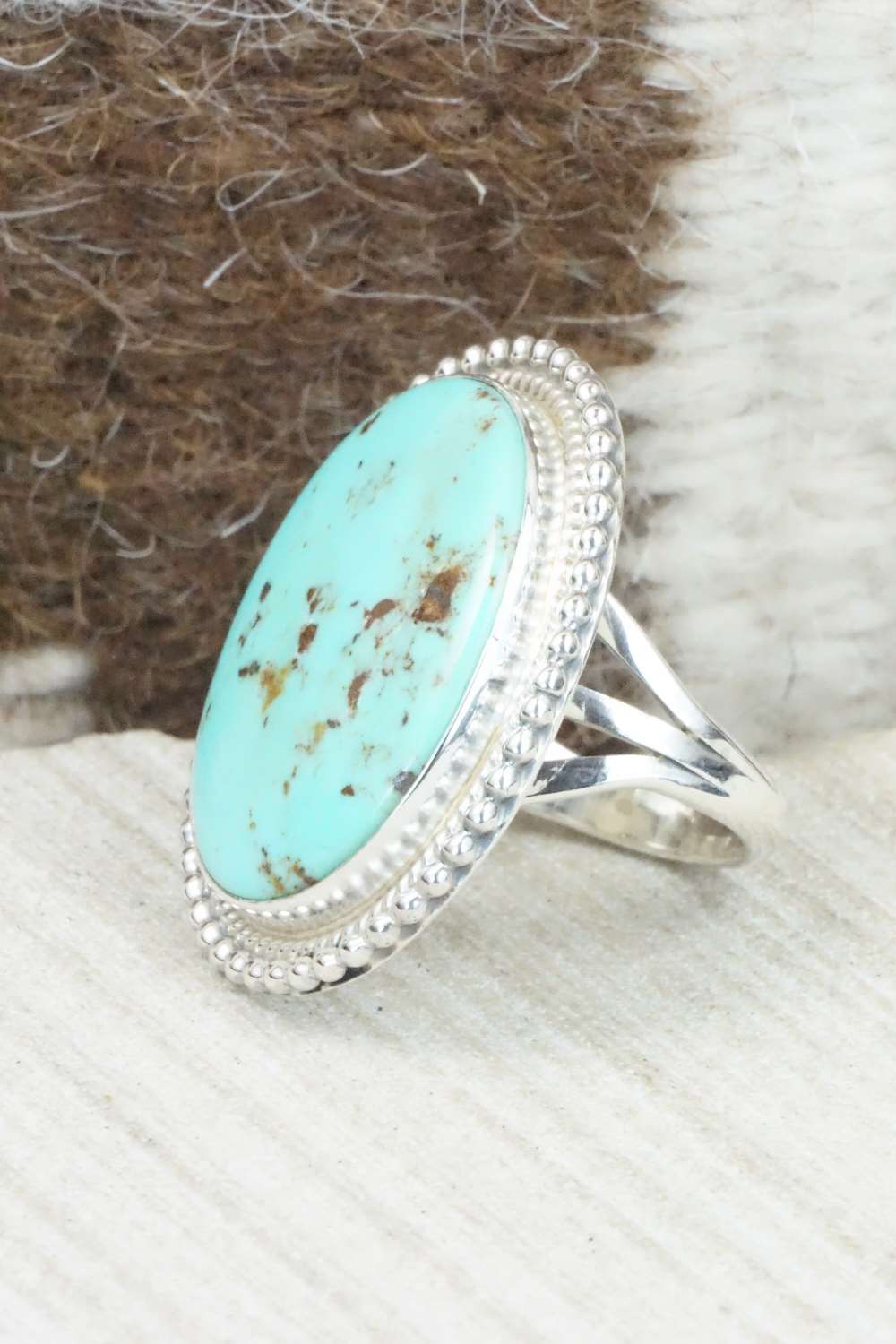 Turquoise & Sterling Silver Ring - Mark Barney - Size 6.5