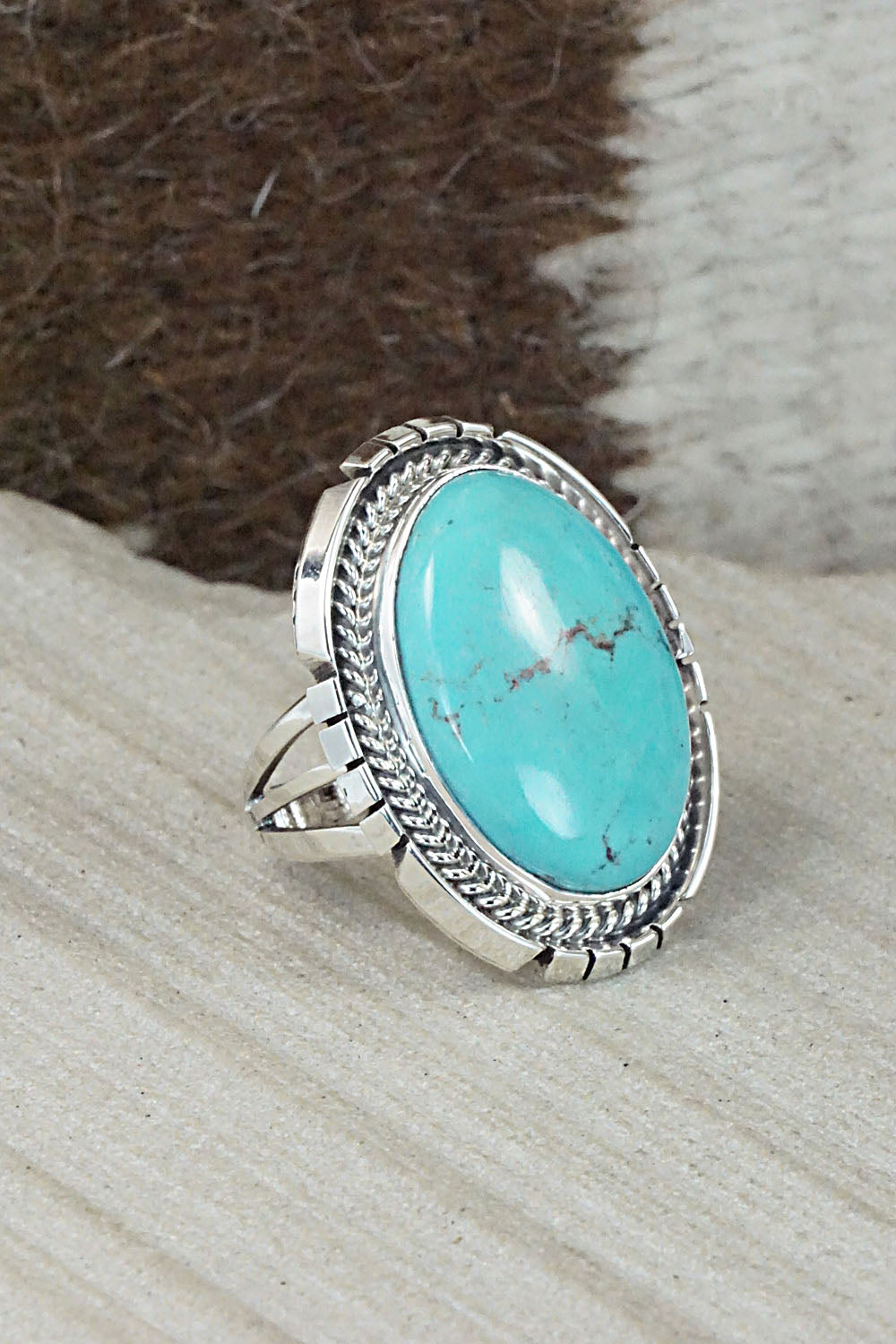 Turquoise & Sterling Silver Ring - Samuel Yellowhair - Size 6
