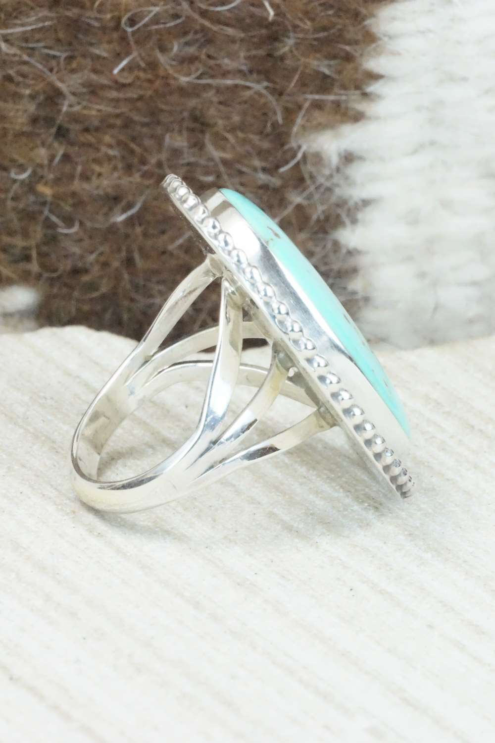 Turquoise & Sterling Silver Ring - Mark Barney - Size 6.5