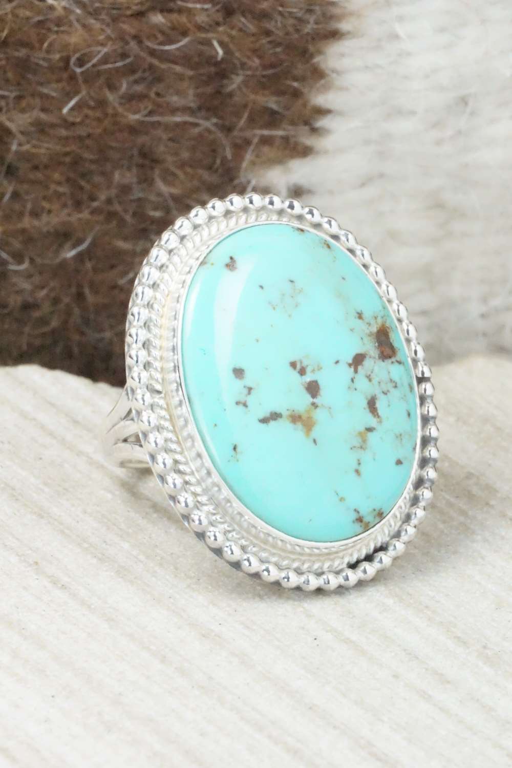 Turquoise & Sterling Silver Ring - Mark Barney - Size 6.5