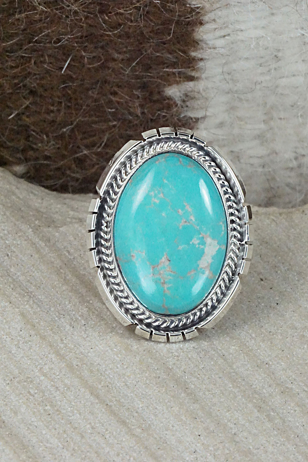 Turquoise & Sterling Silver Ring - Samuel Yellowhair - Size 7