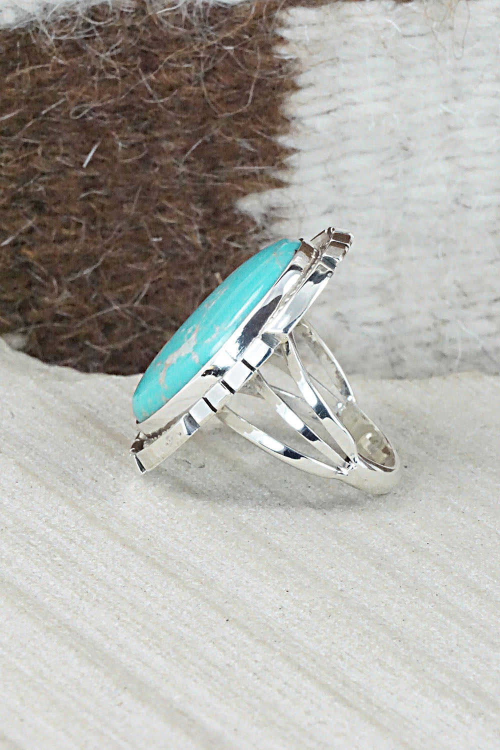 Turquoise & Sterling Silver Ring - Samuel Yellowhair - Size 7
