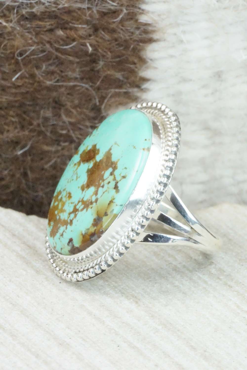 Turquoise & Sterling Silver Ring - Mark Barney - Size 7.75