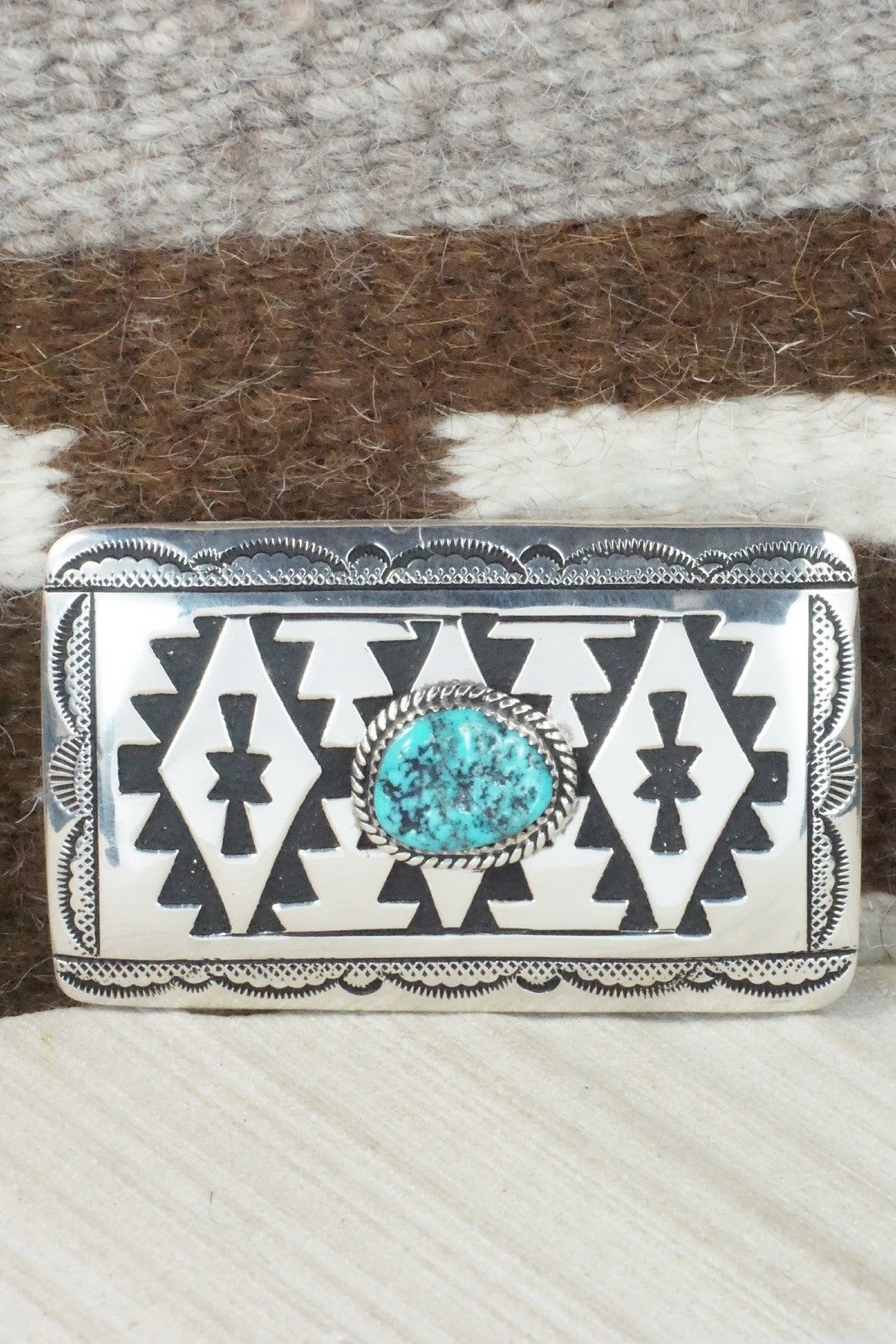 Turquoise & Sterling Silver Belt Buckle - Rosita Singer
