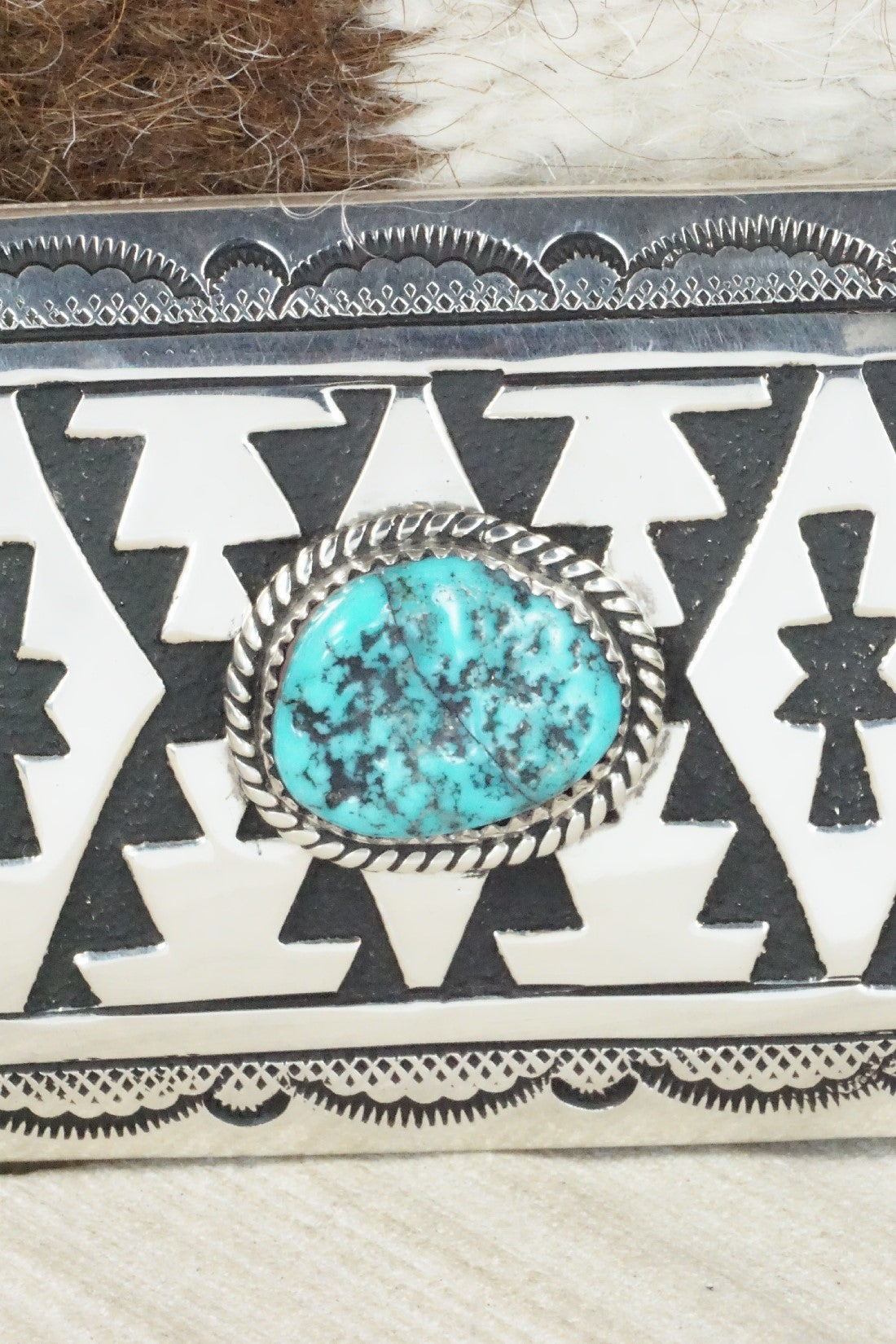 Turquoise & Sterling Silver Belt Buckle - Rosita Singer