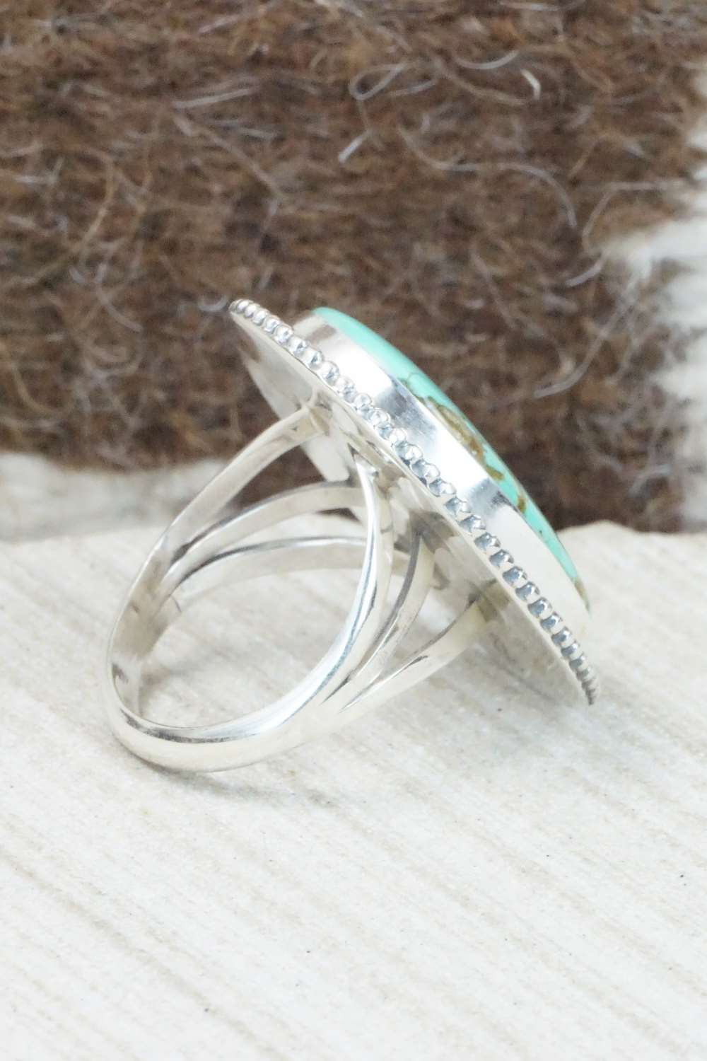 Turquoise & Sterling Silver Ring - Mark Barney - Size 7.75