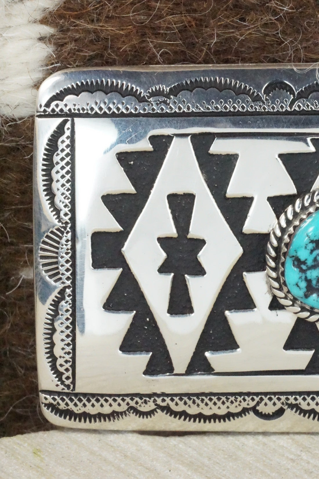 Turquoise & Sterling Silver Belt Buckle - Rosita Singer