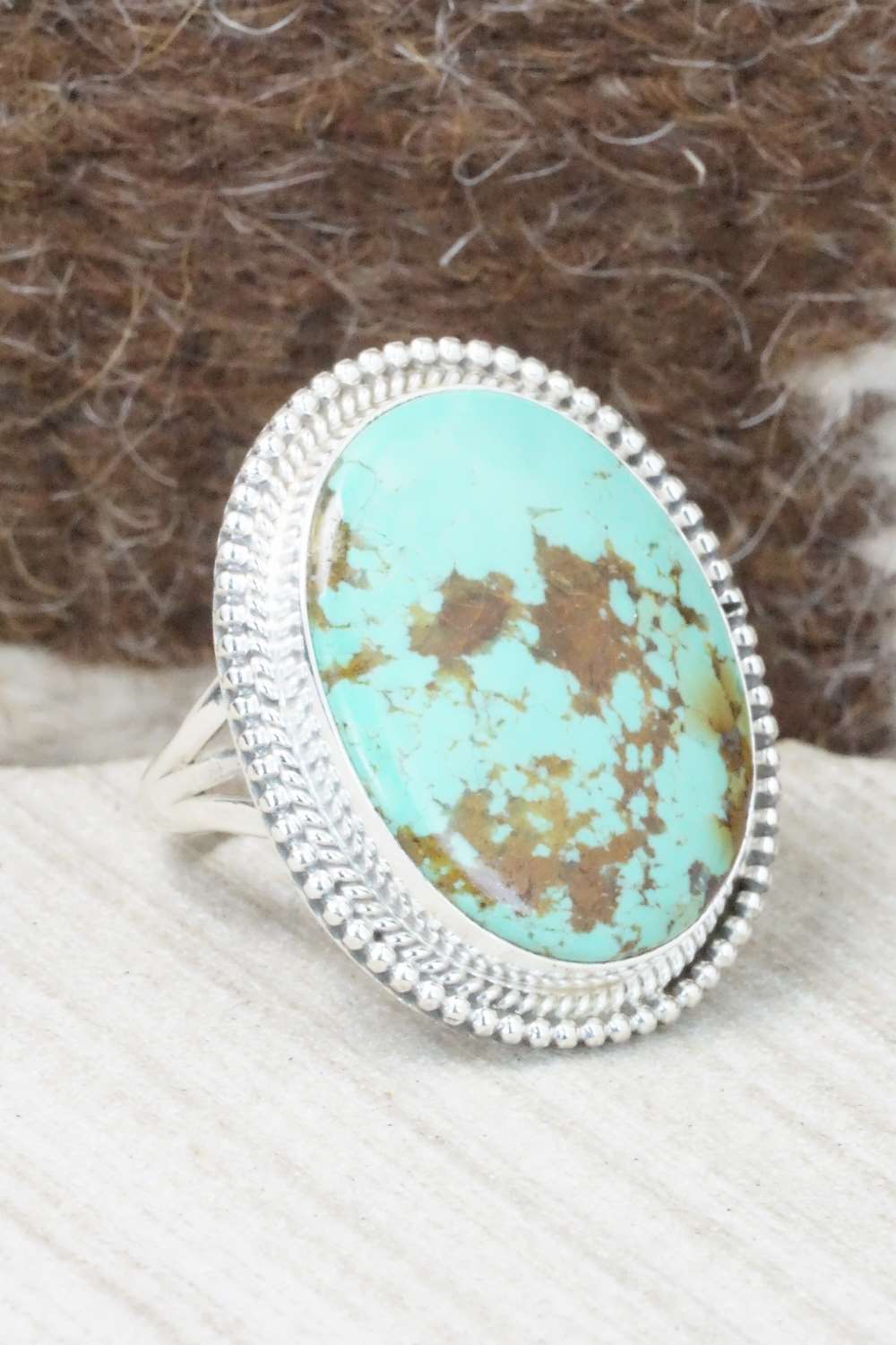 Turquoise & Sterling Silver Ring - Mark Barney - Size 7.75