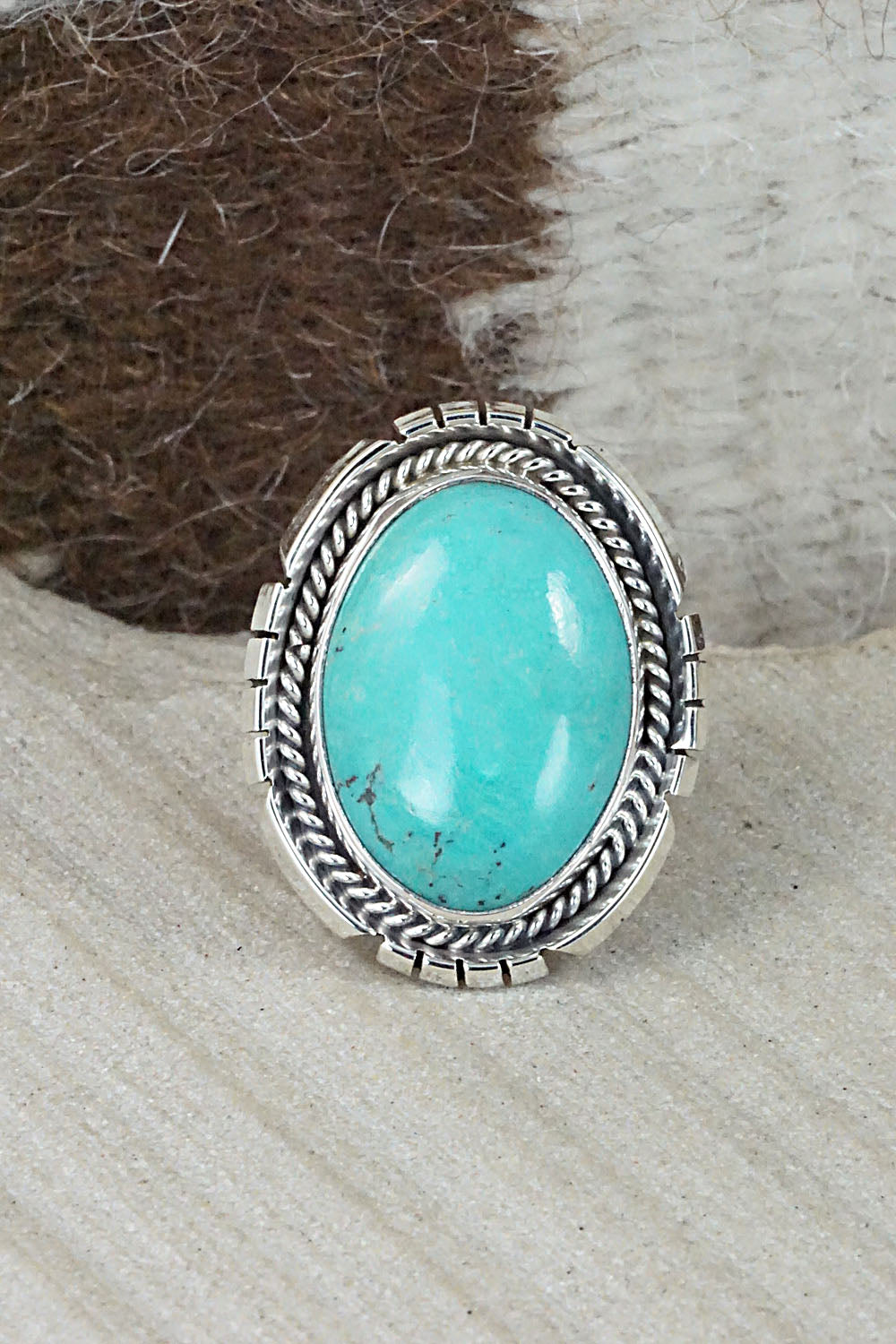 Turquoise & Sterling Silver Ring - Samuel Yellowhair - Size 8