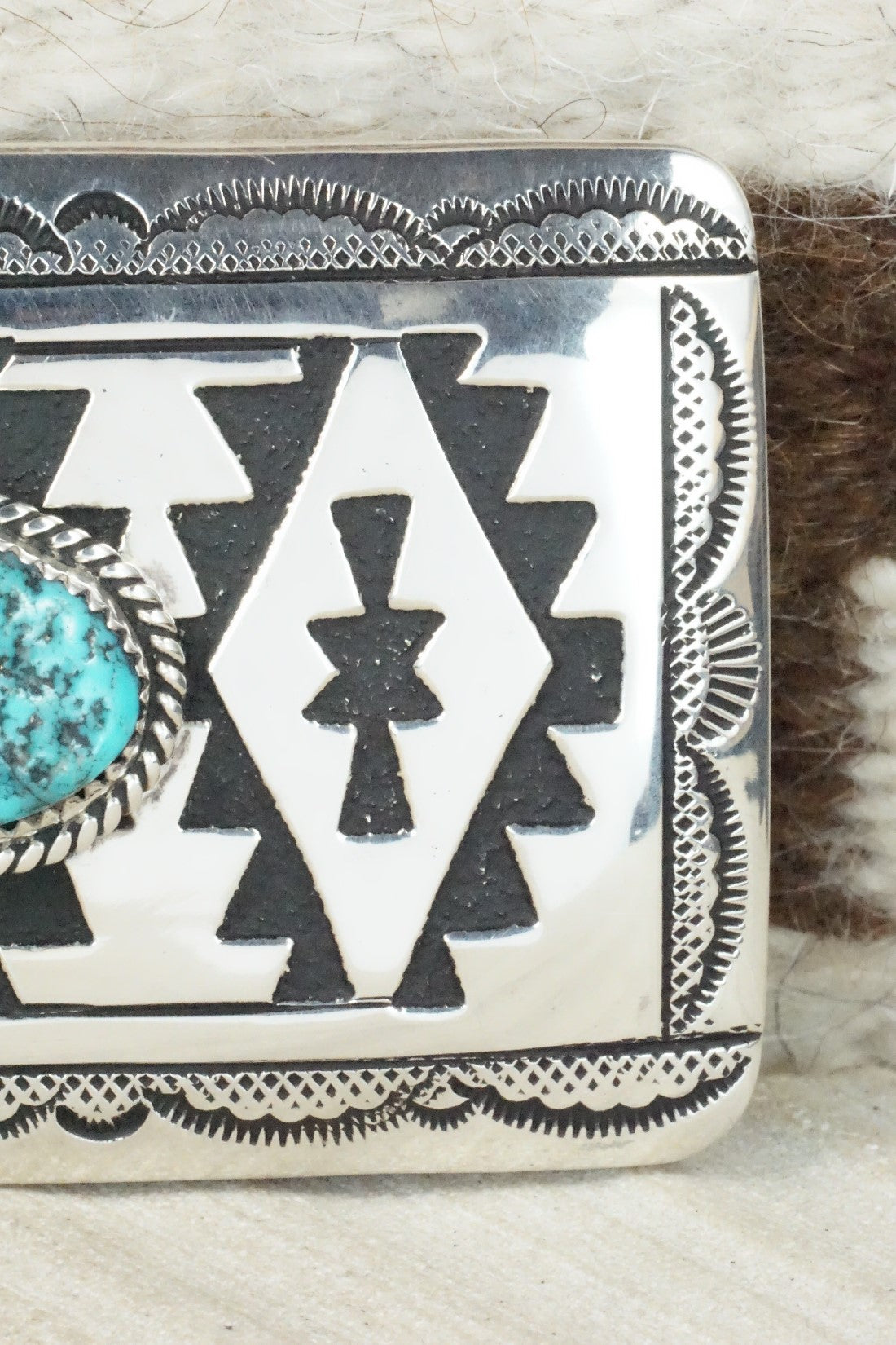 Turquoise & Sterling Silver Belt Buckle - Rosita Singer