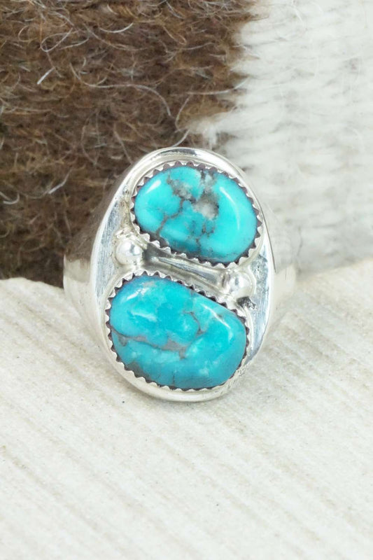 Turquoise & Sterling Silver Ring - George Leekity - Size 10.5