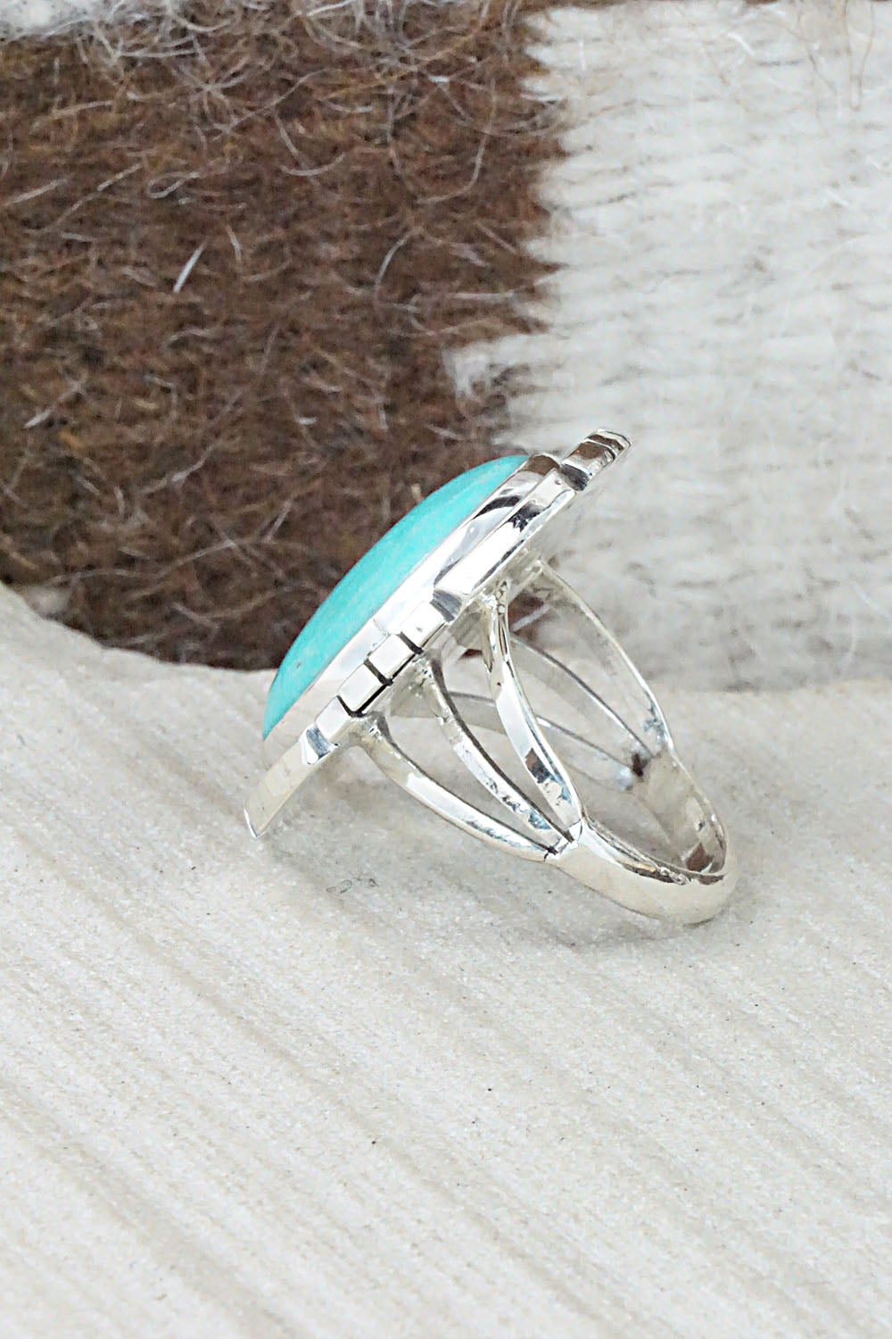 Turquoise & Sterling Silver Ring - Samuel Yellowhair - Size 8