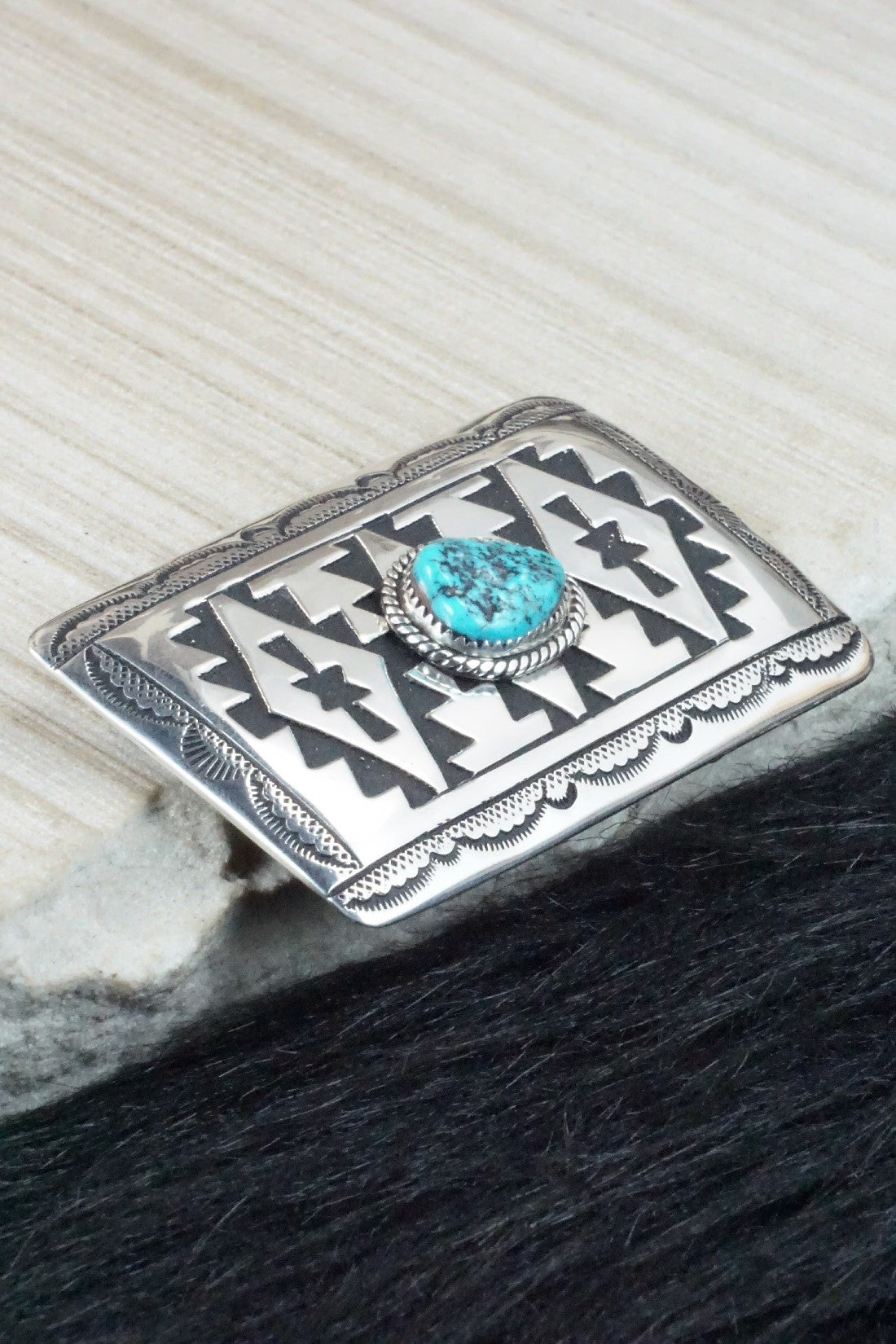 Turquoise & Sterling Silver Belt Buckle - Rosita Singer