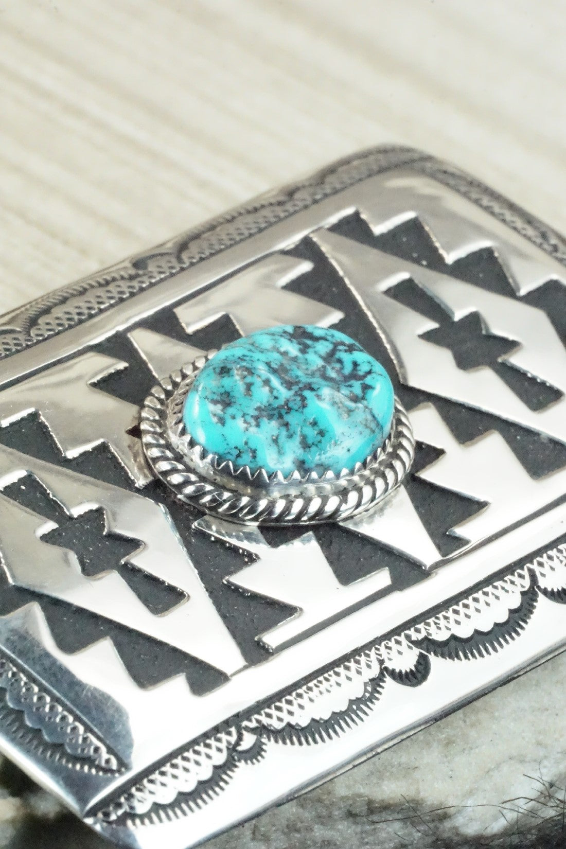 Turquoise & Sterling Silver Belt Buckle - Rosita Singer