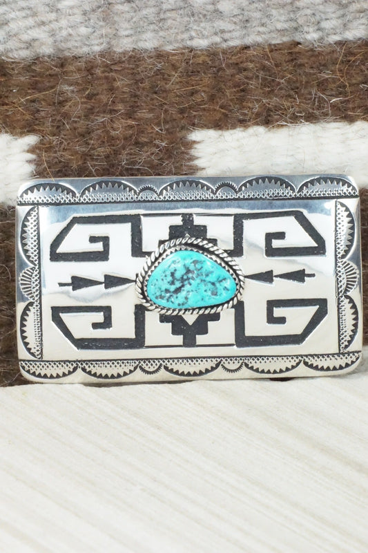 Turquoise & Sterling Silver Belt Buckle - Rosita Singer