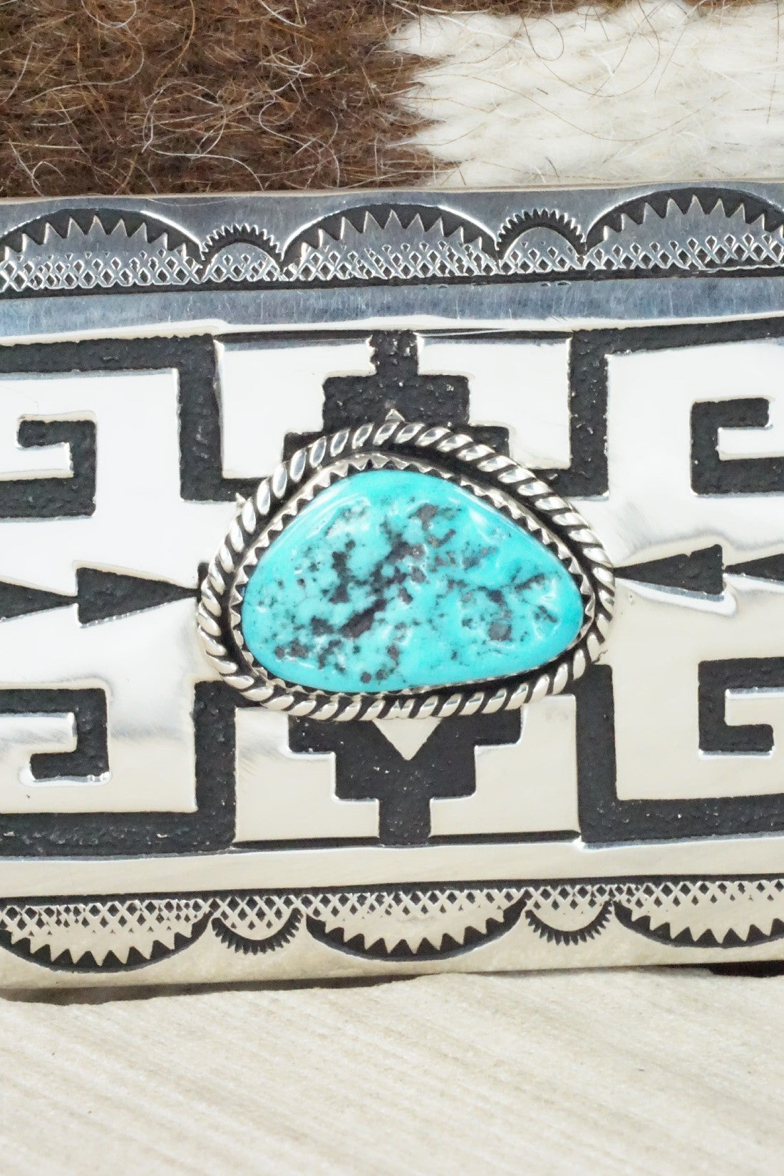 Turquoise & Sterling Silver Belt Buckle - Rosita Singer