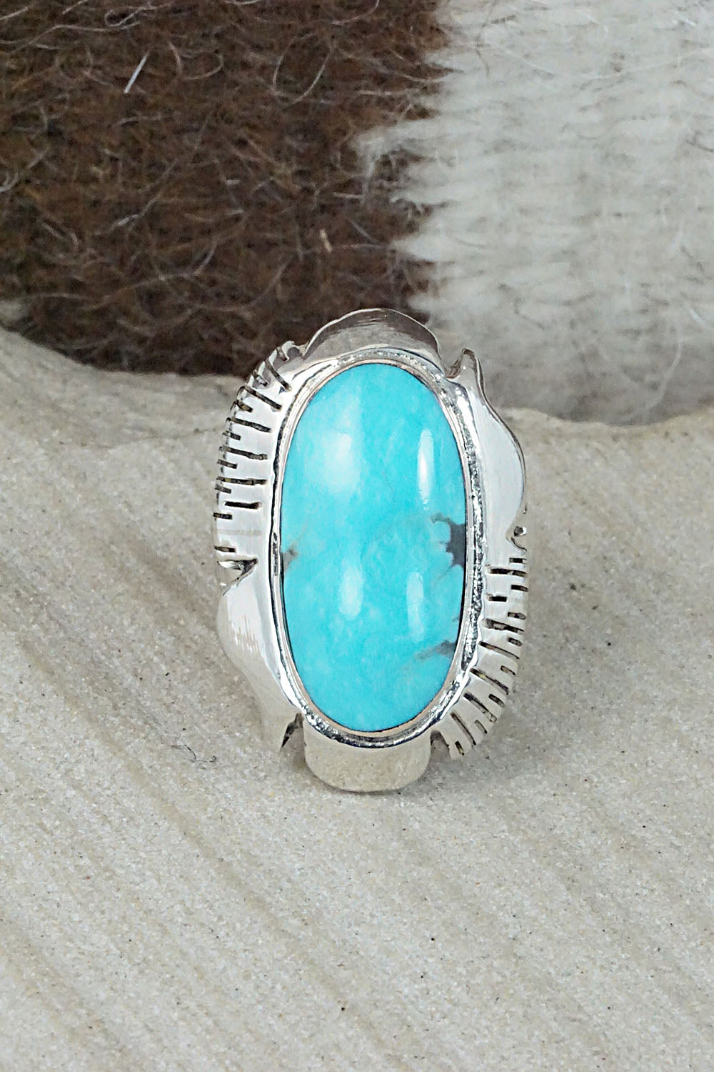 Turquoise & Sterling Silver Ring - Sheena Jack - Size 6