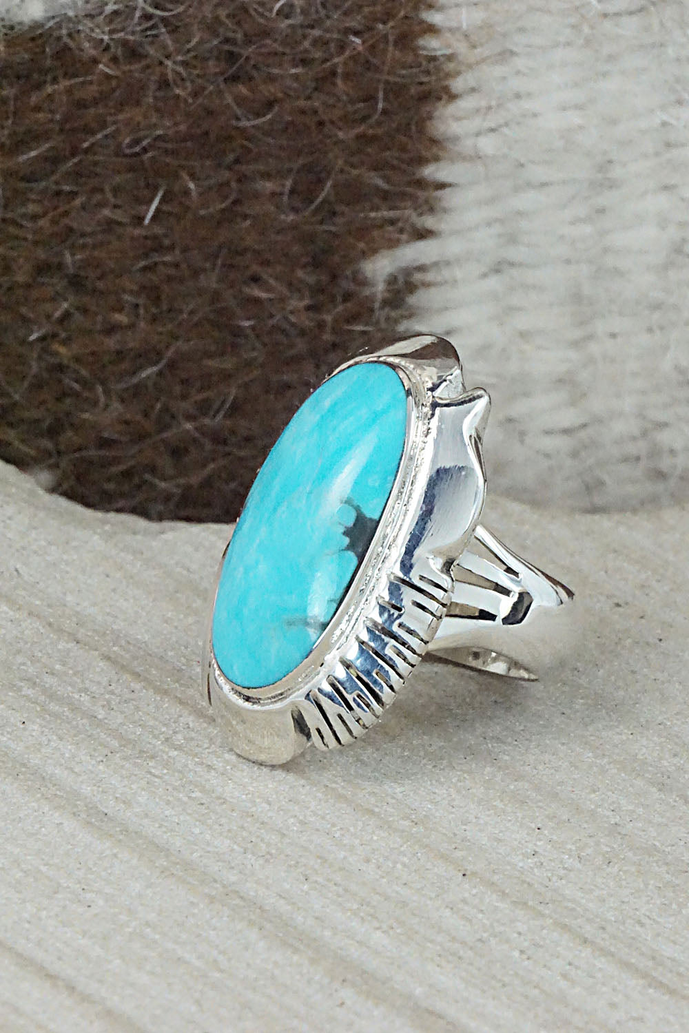 Turquoise & Sterling Silver Ring - Sheena Jack - Size 6