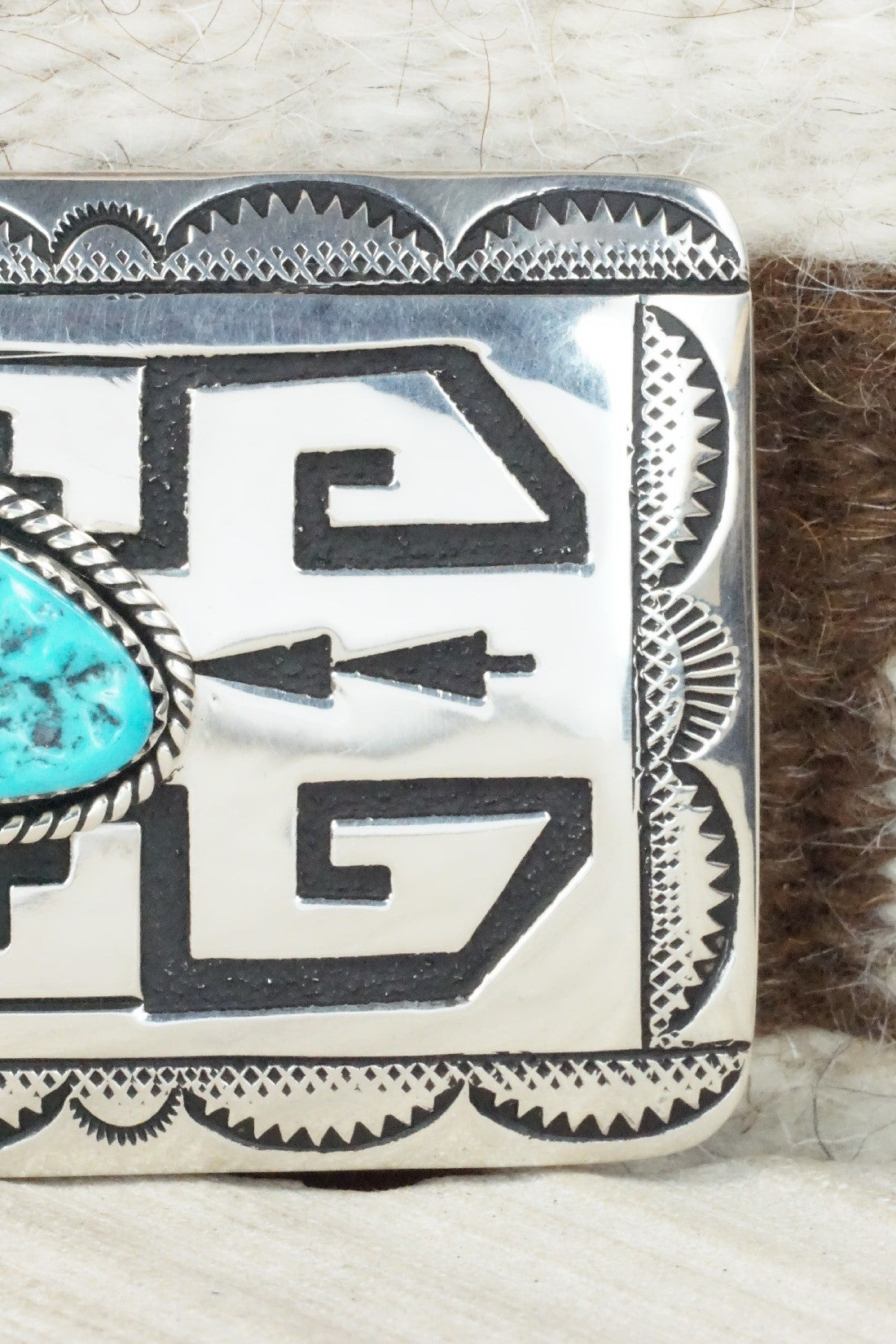 Turquoise & Sterling Silver Belt Buckle - Rosita Singer