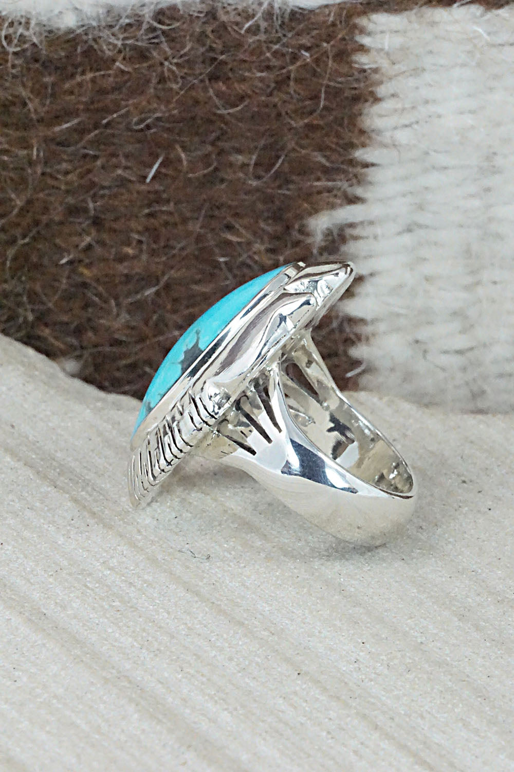 Turquoise & Sterling Silver Ring - Sheena Jack - Size 6