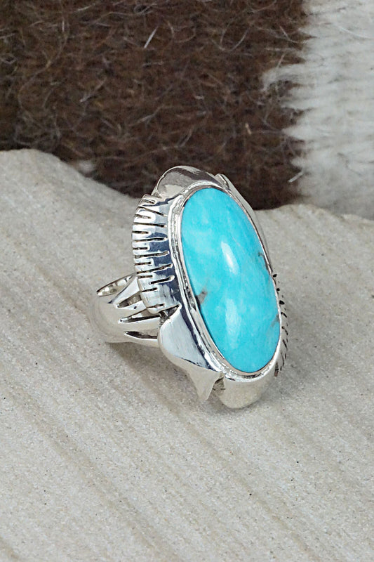 Turquoise & Sterling Silver Ring - Sheena Jack - Size 6