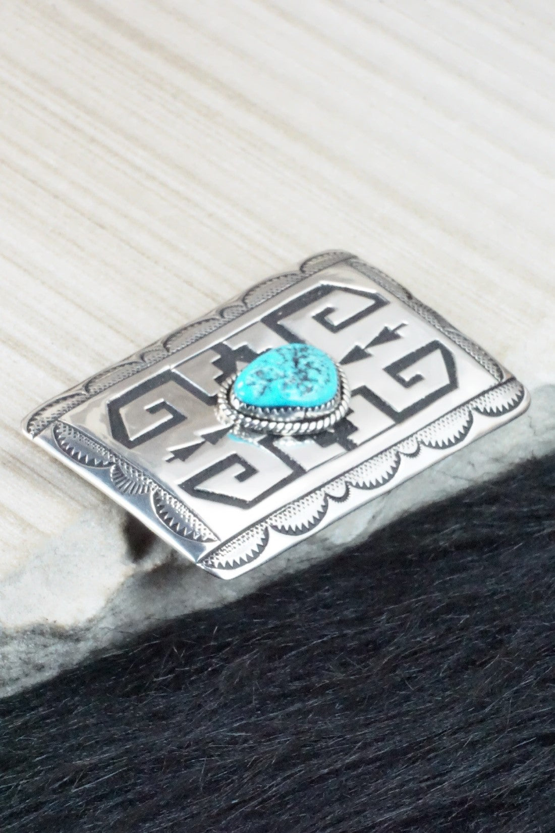 Turquoise & Sterling Silver Belt Buckle - Rosita Singer