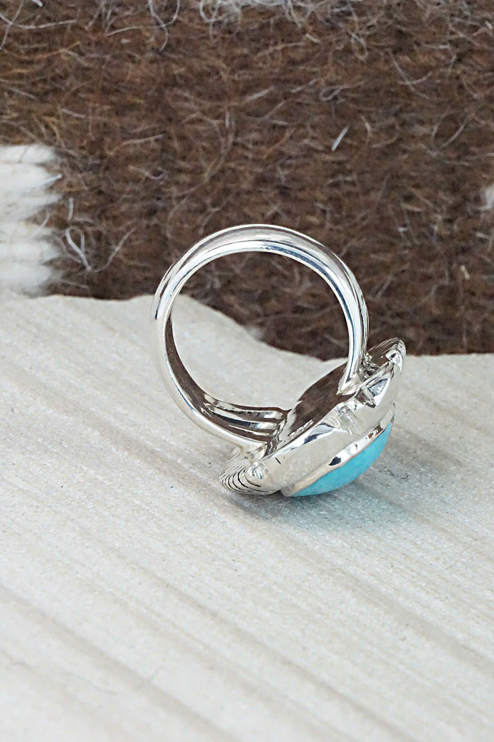 Turquoise & Sterling Silver Ring - Sheena Jack - Size 6