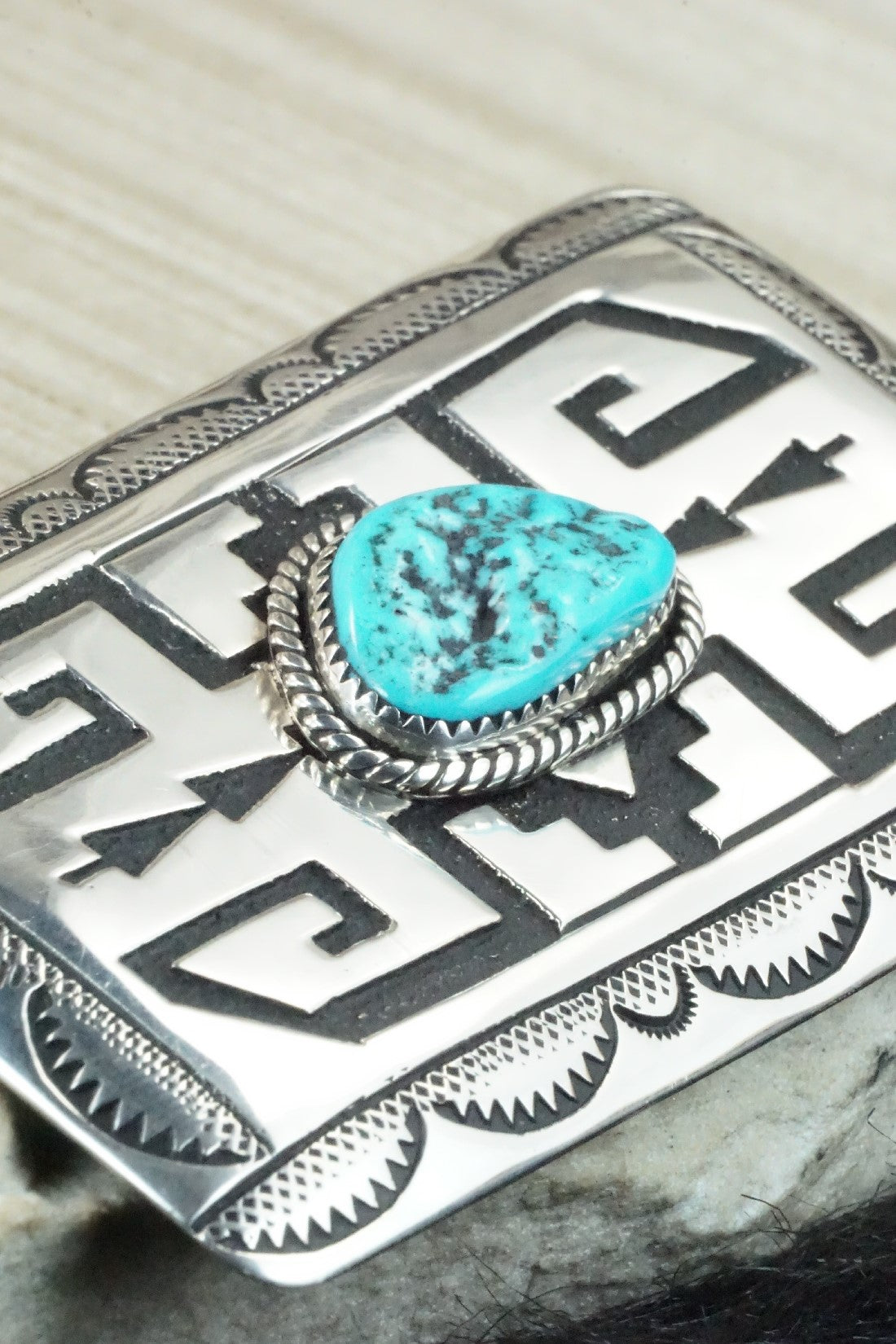 Turquoise & Sterling Silver Belt Buckle - Rosita Singer