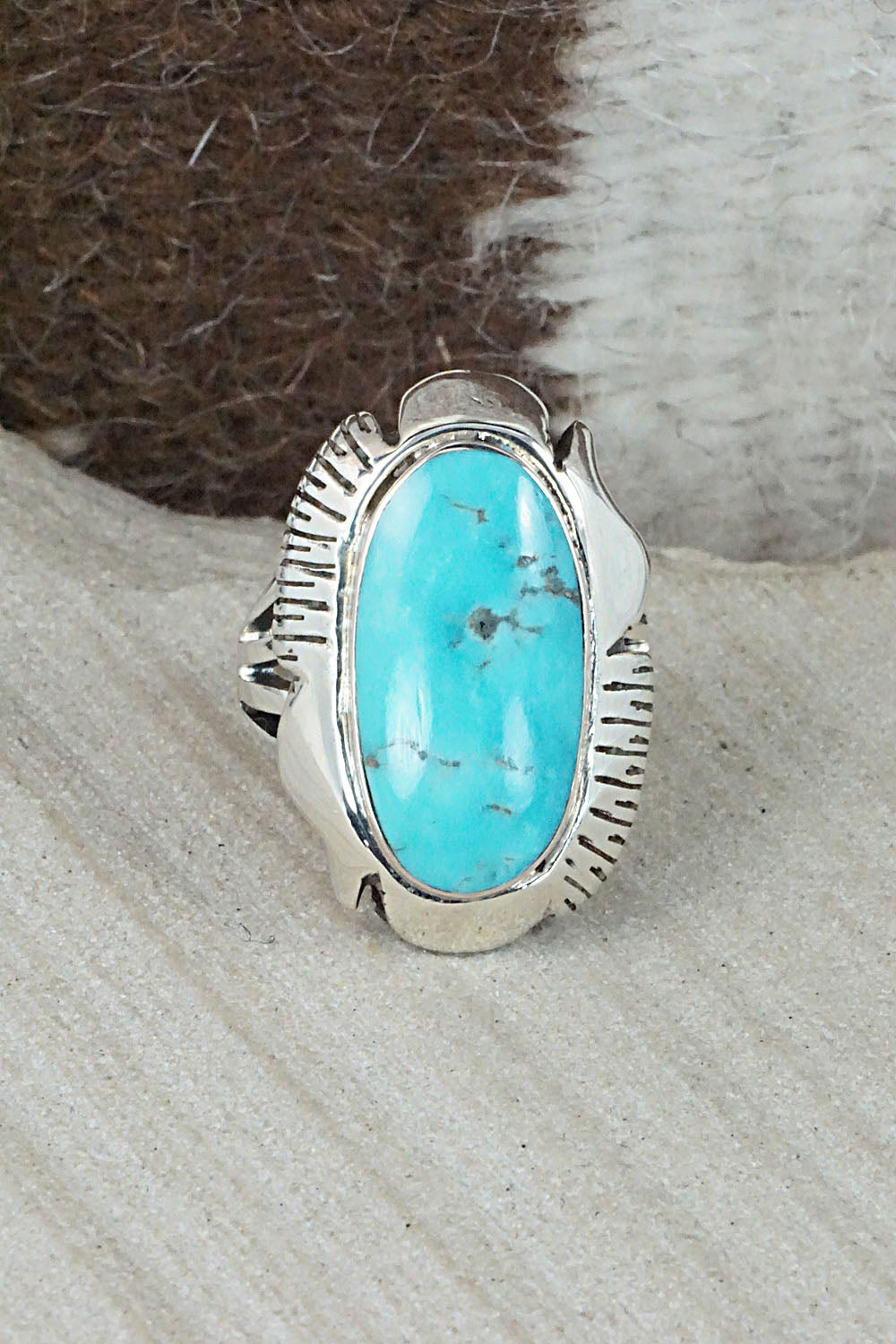 Turquoise & Sterling Silver Ring - Sheena Jack - Size 7