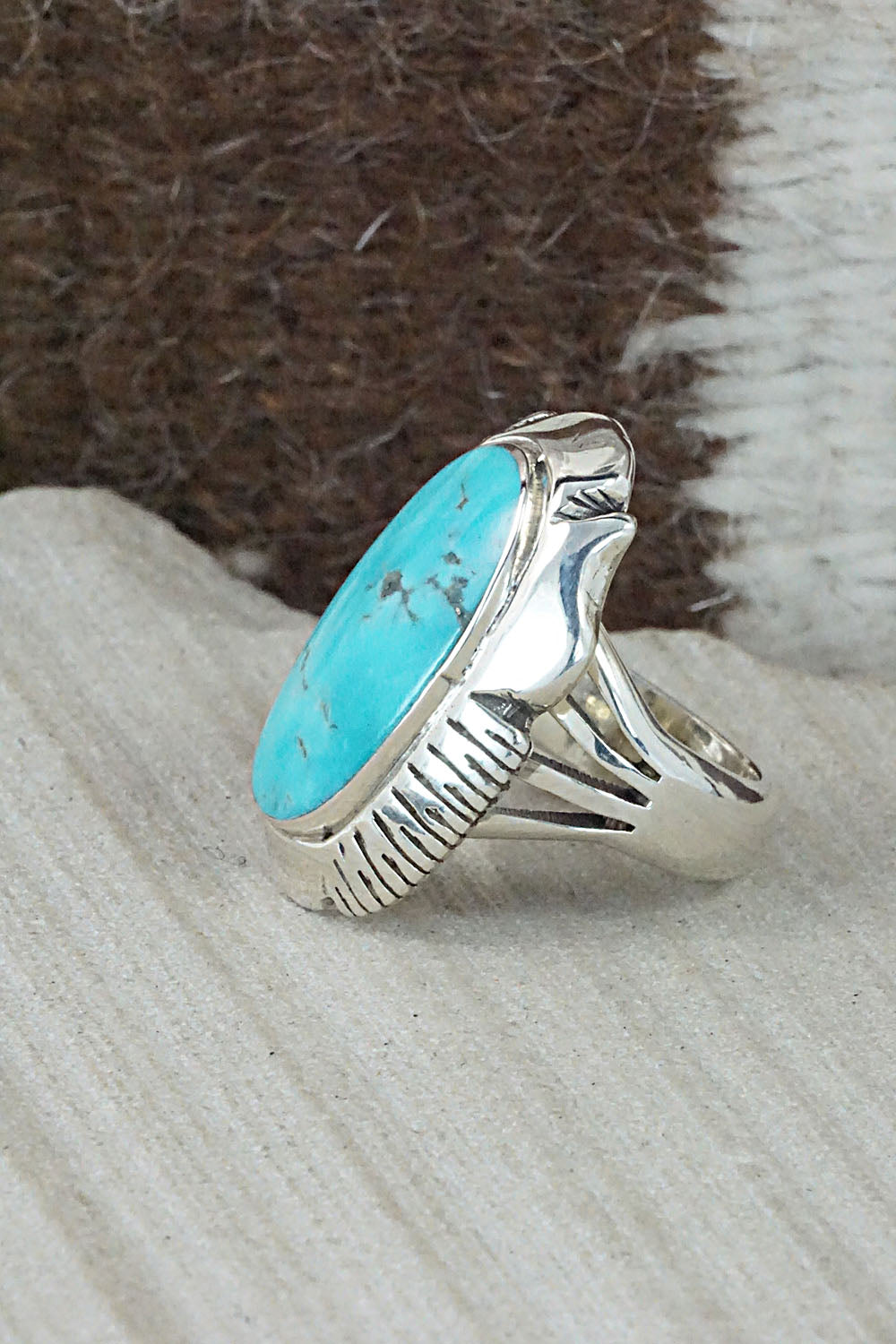 Turquoise & Sterling Silver Ring - Sheena Jack - Size 7