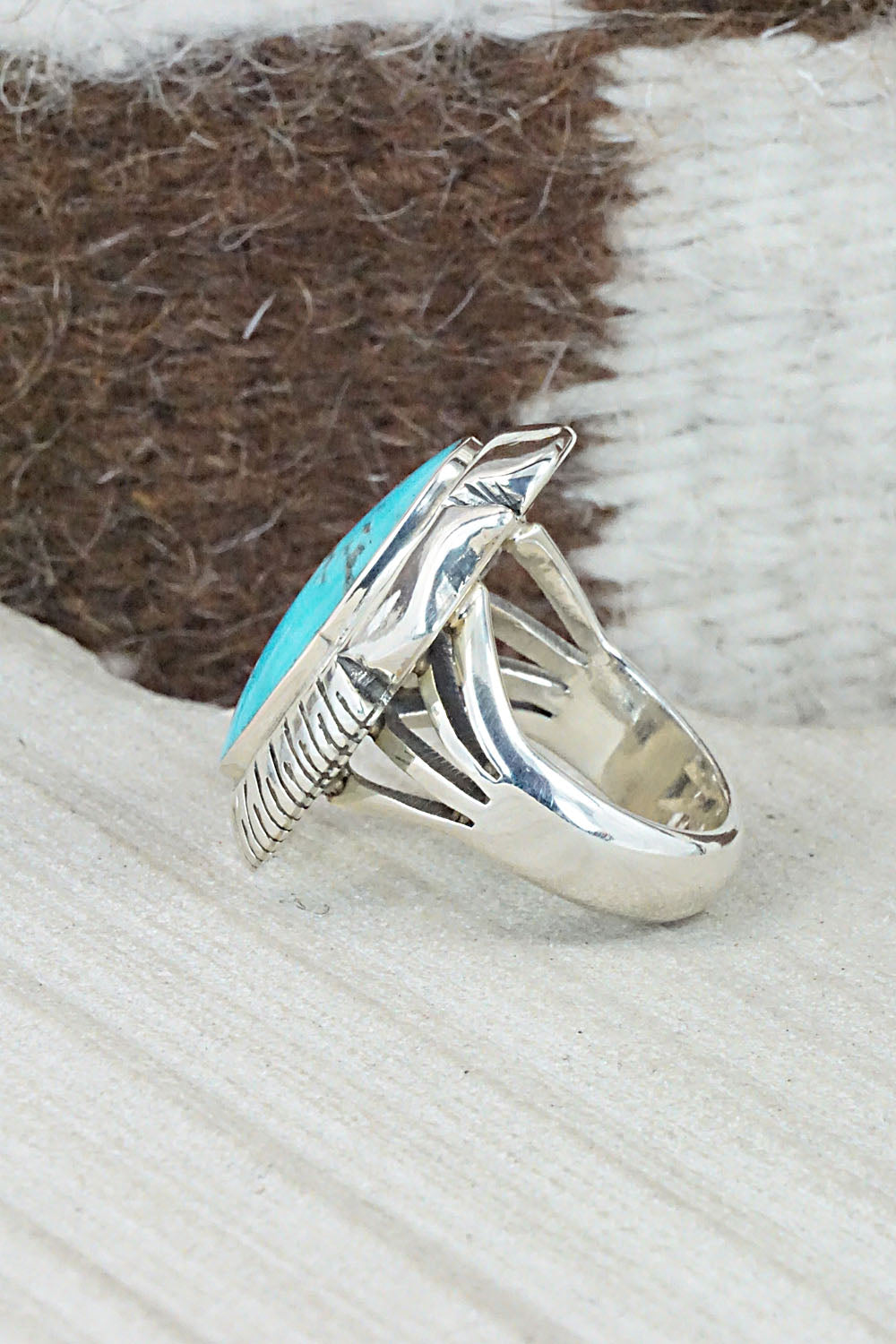Turquoise & Sterling Silver Ring - Sheena Jack - Size 7