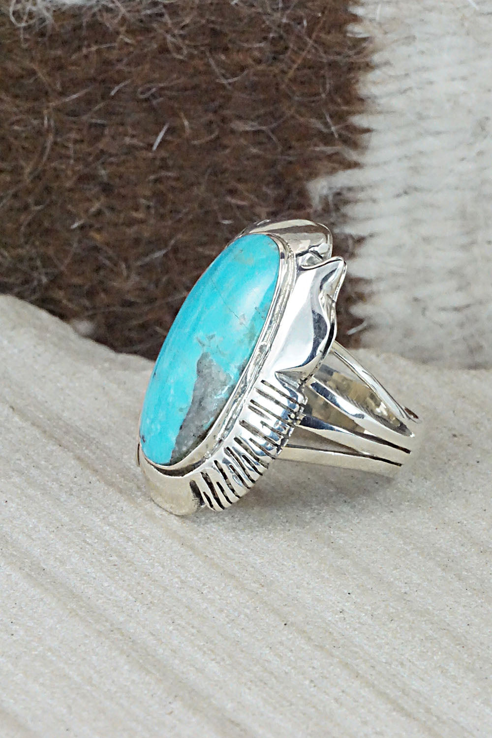 Turquoise & Sterling Silver Ring - Sheena Jack - Size 8