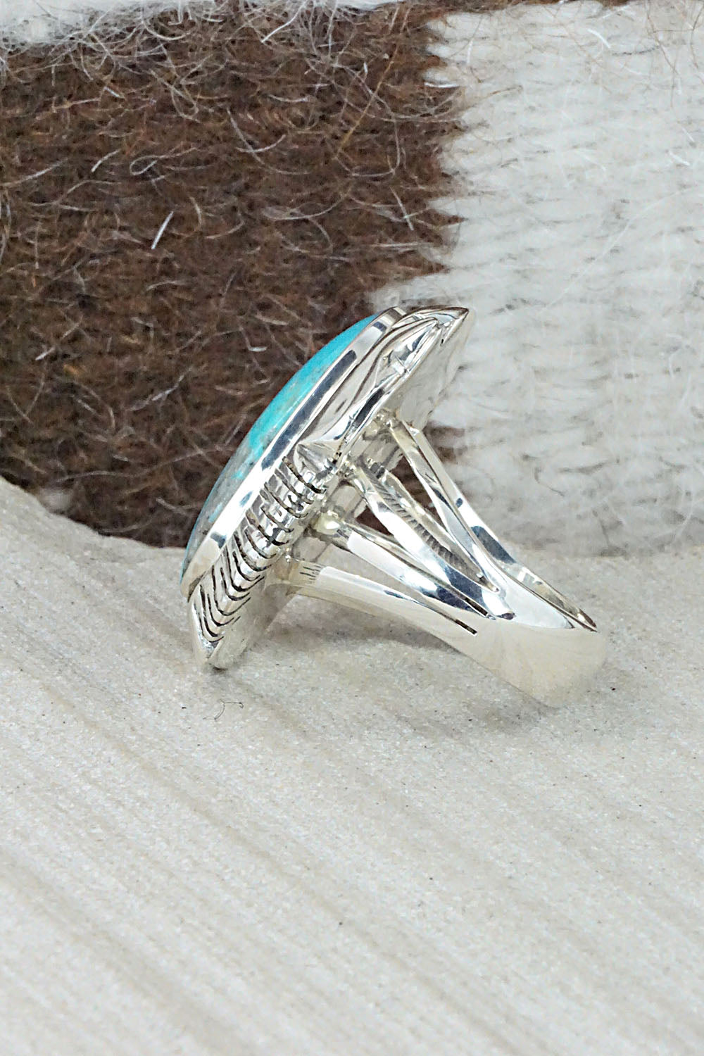 Turquoise & Sterling Silver Ring - Sheena Jack - Size 8
