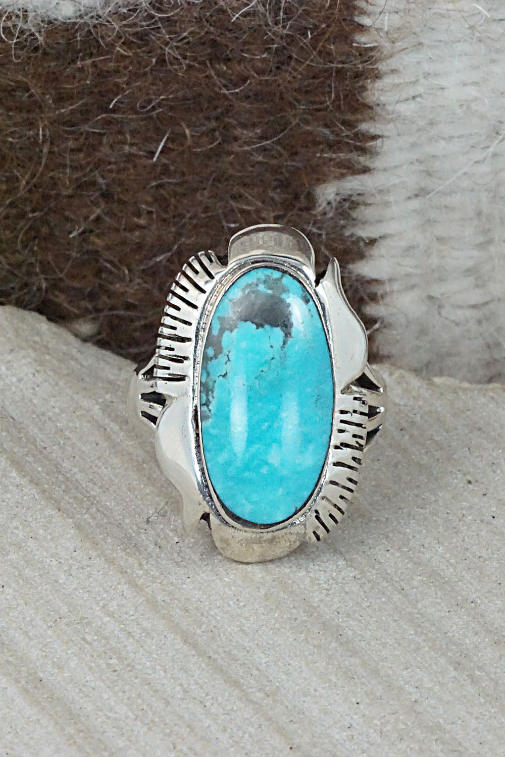 Turquoise & Sterling Silver Ring - Sheena Jack - Size 9