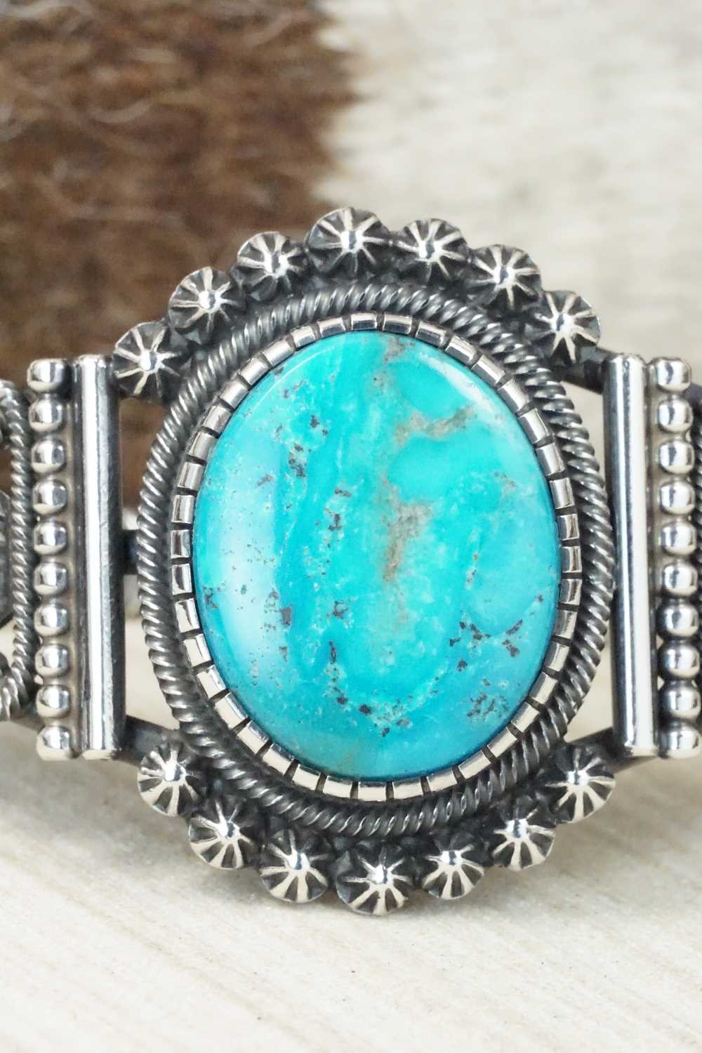 Turquoise & Sterling Silver Bracelet - Leon Martinez