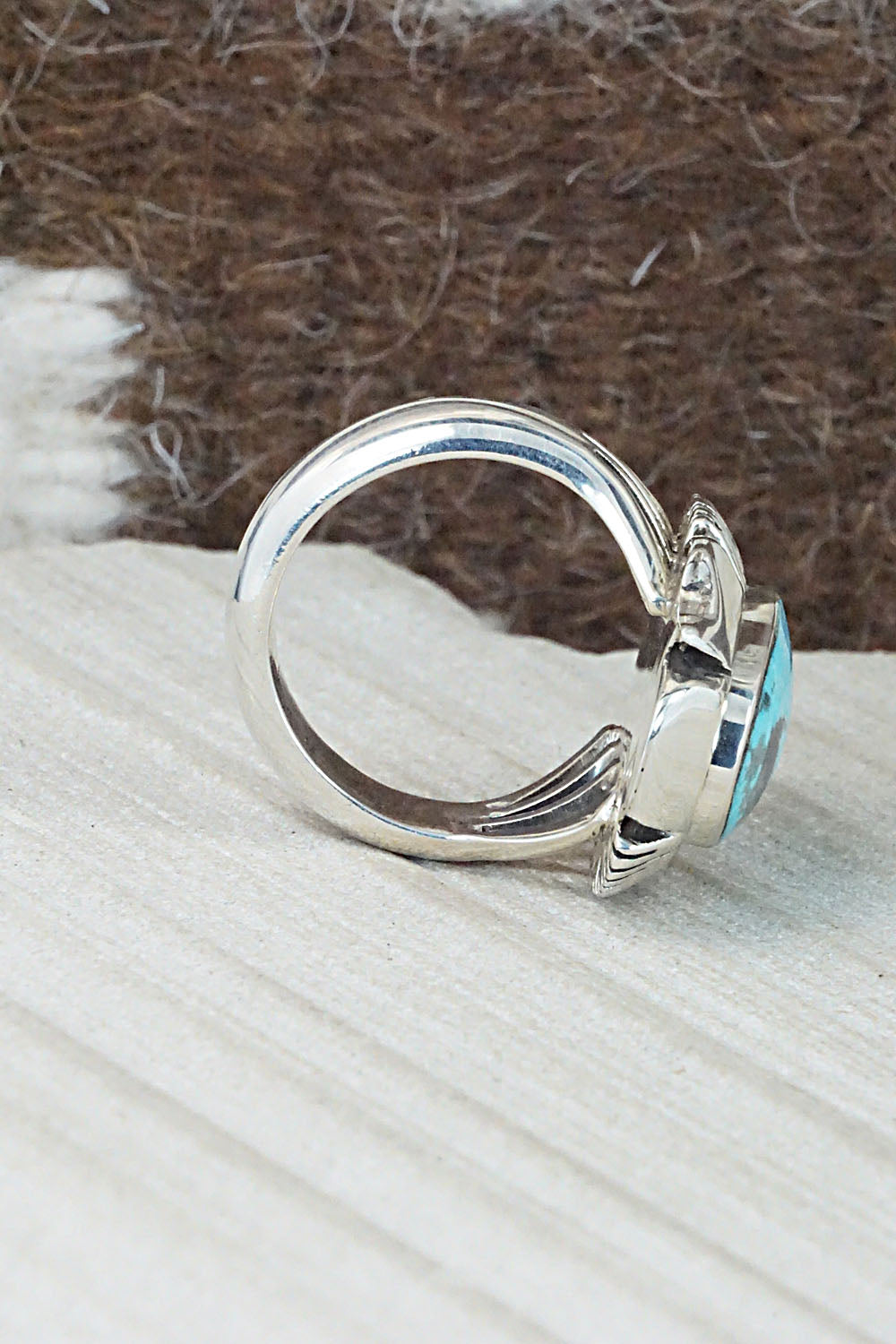 Turquoise & Sterling Silver Ring - Sheena Jack - Size 9