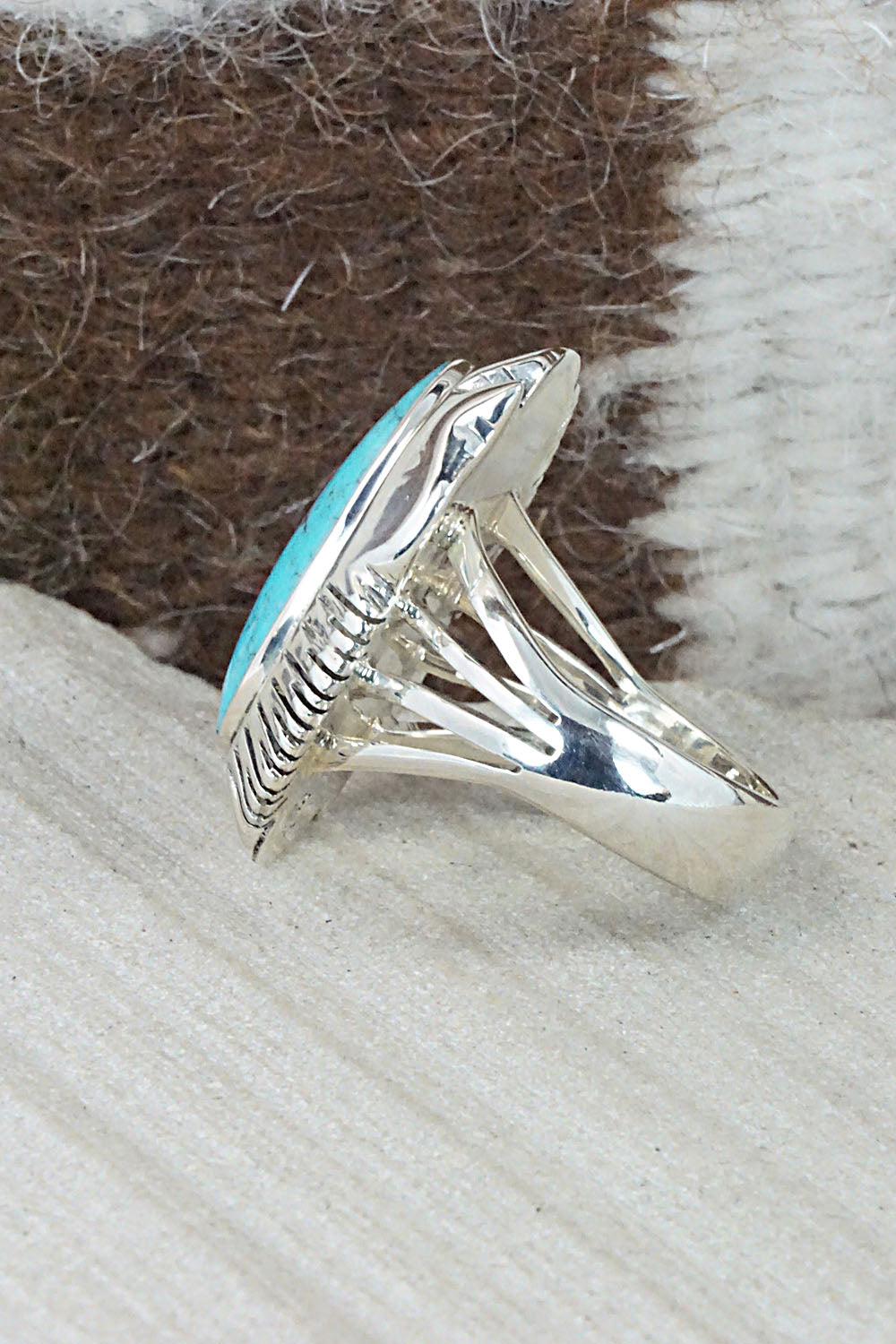 Turquoise & Sterling Silver Ring - Sheena Jack - Size 10