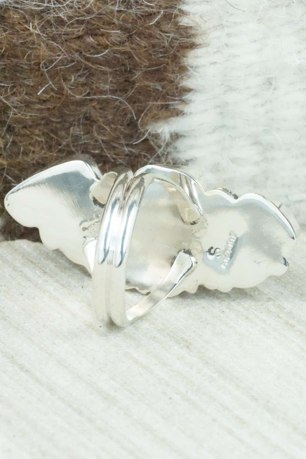 Coral & Sterling Silver Ring - Shirley Largo - Size 8.75